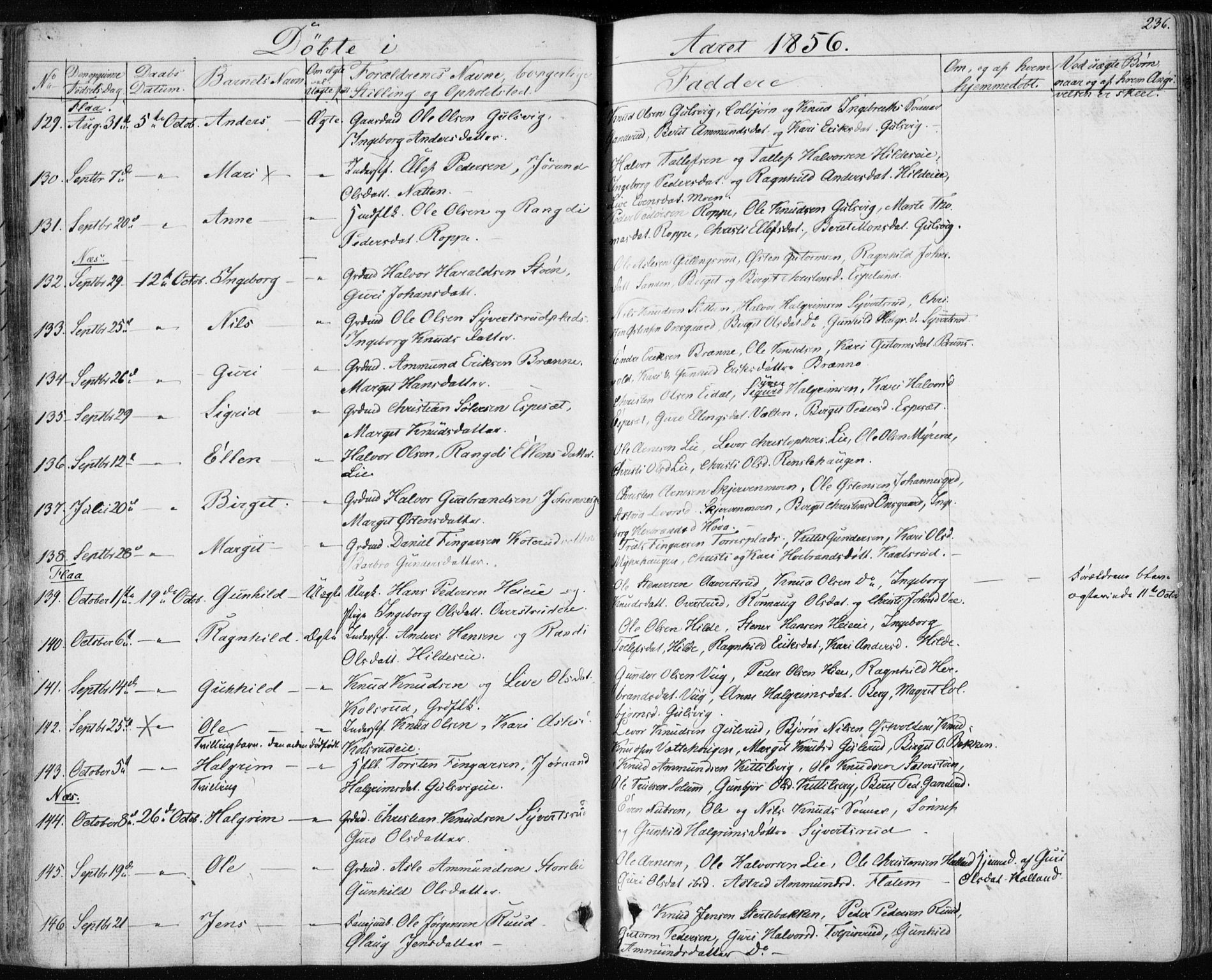 Nes kirkebøker, AV/SAKO-A-236/F/Fa/L0009: Parish register (official) no. 9, 1834-1863, p. 236