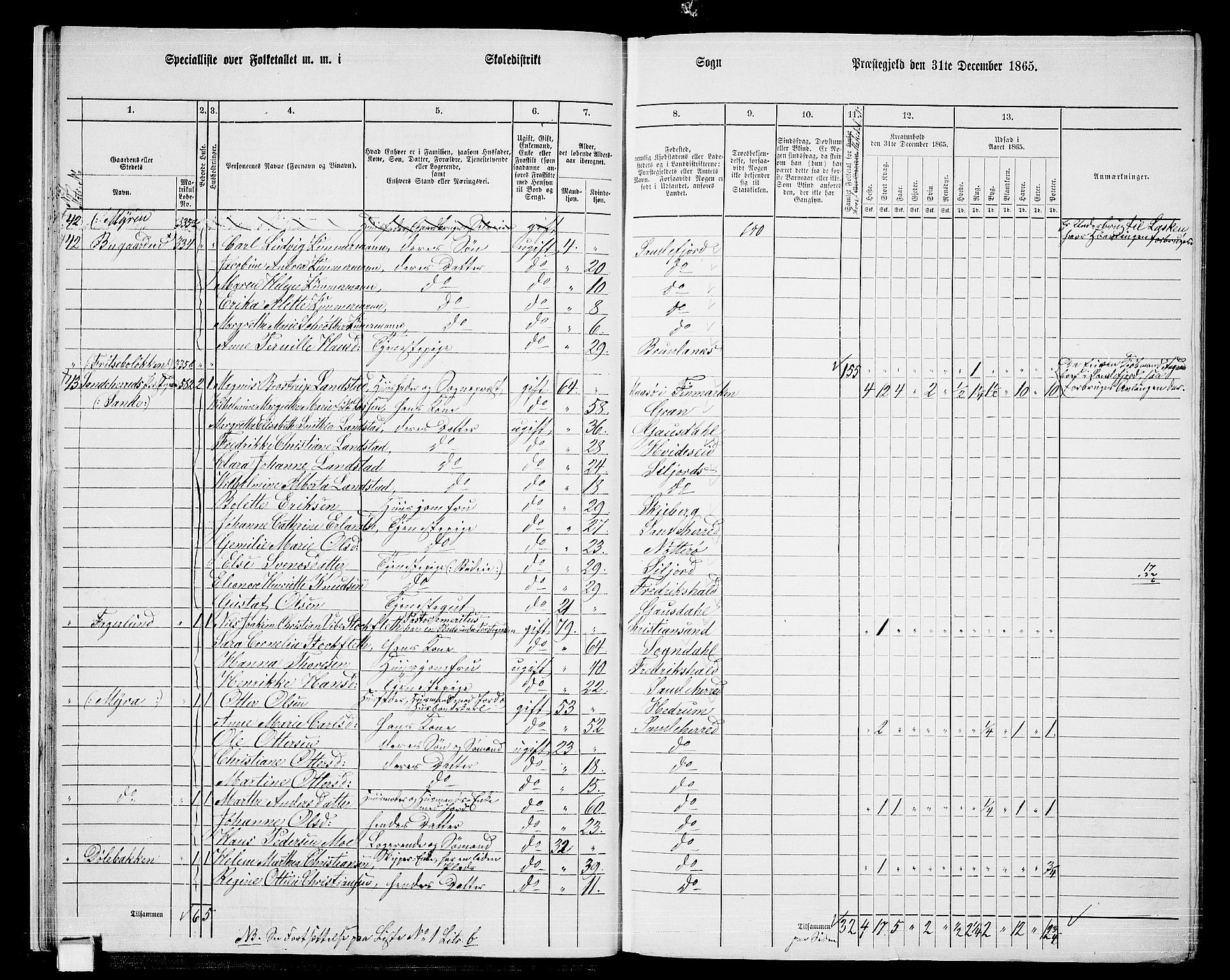 RA, 1865 census for Sandeherred/Sandeherred, 1865, p. 20