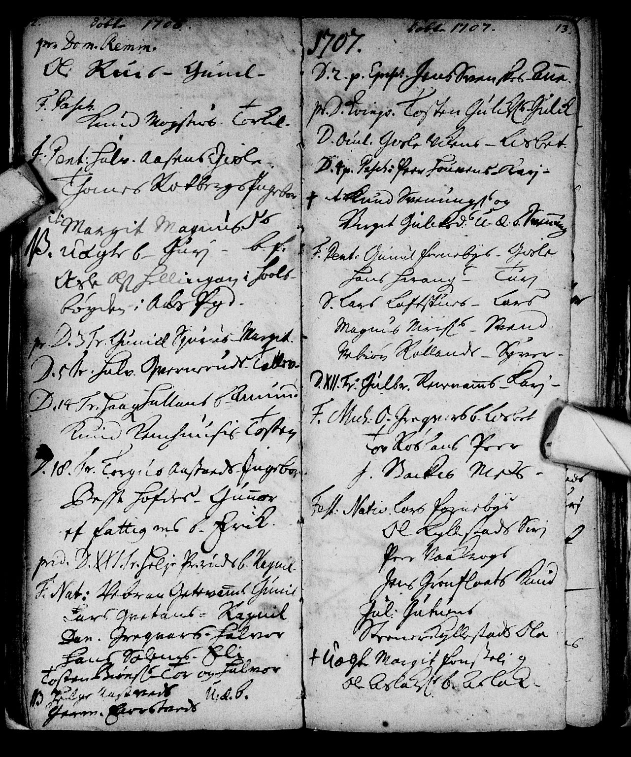 Nore kirkebøker, SAKO/A-238/F/Fc/L0001: Parish register (official) no. III 1, 1696-1714, p. 12-13