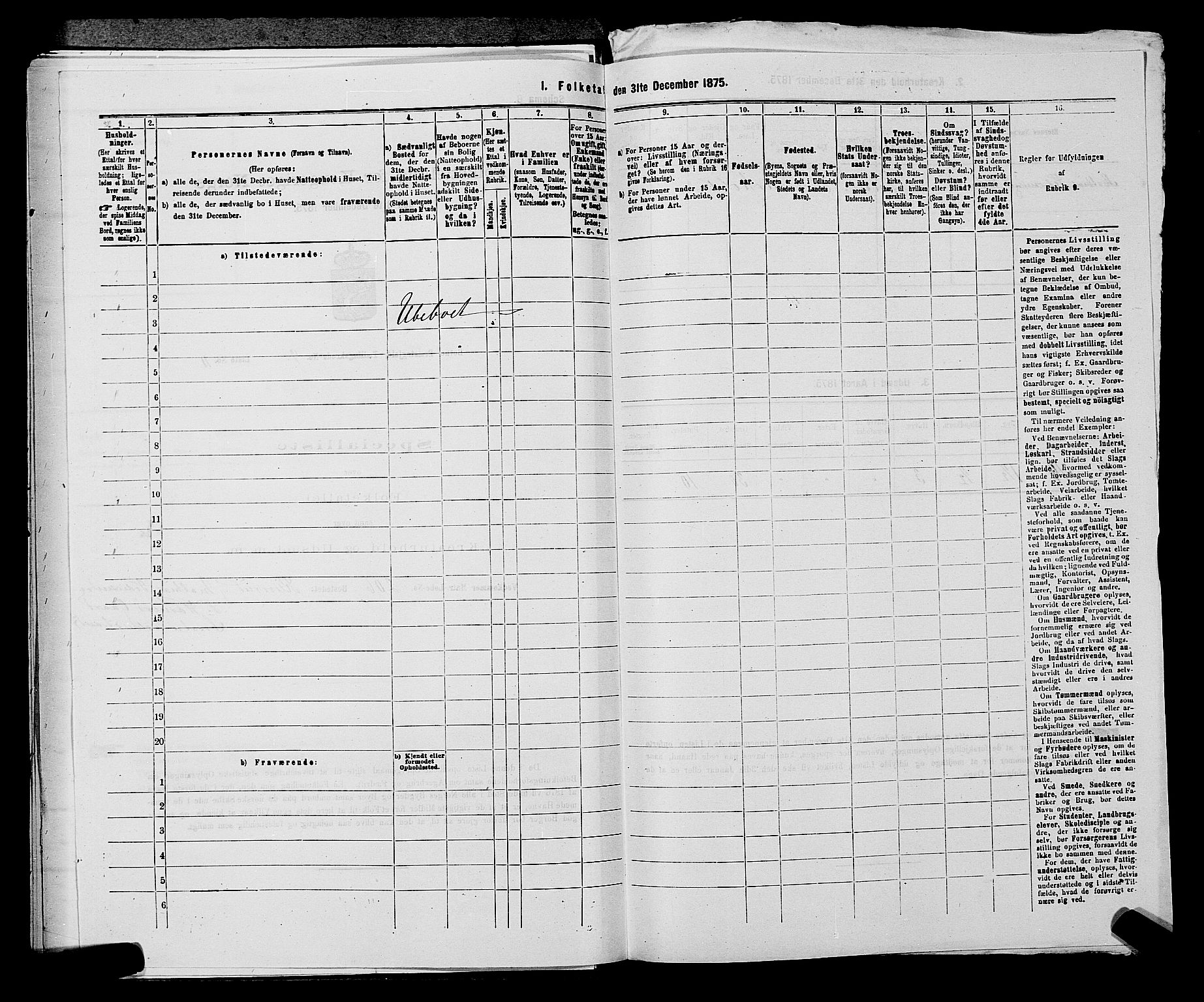 SAKO, 1875 census for 0715P Botne, 1875, p. 745