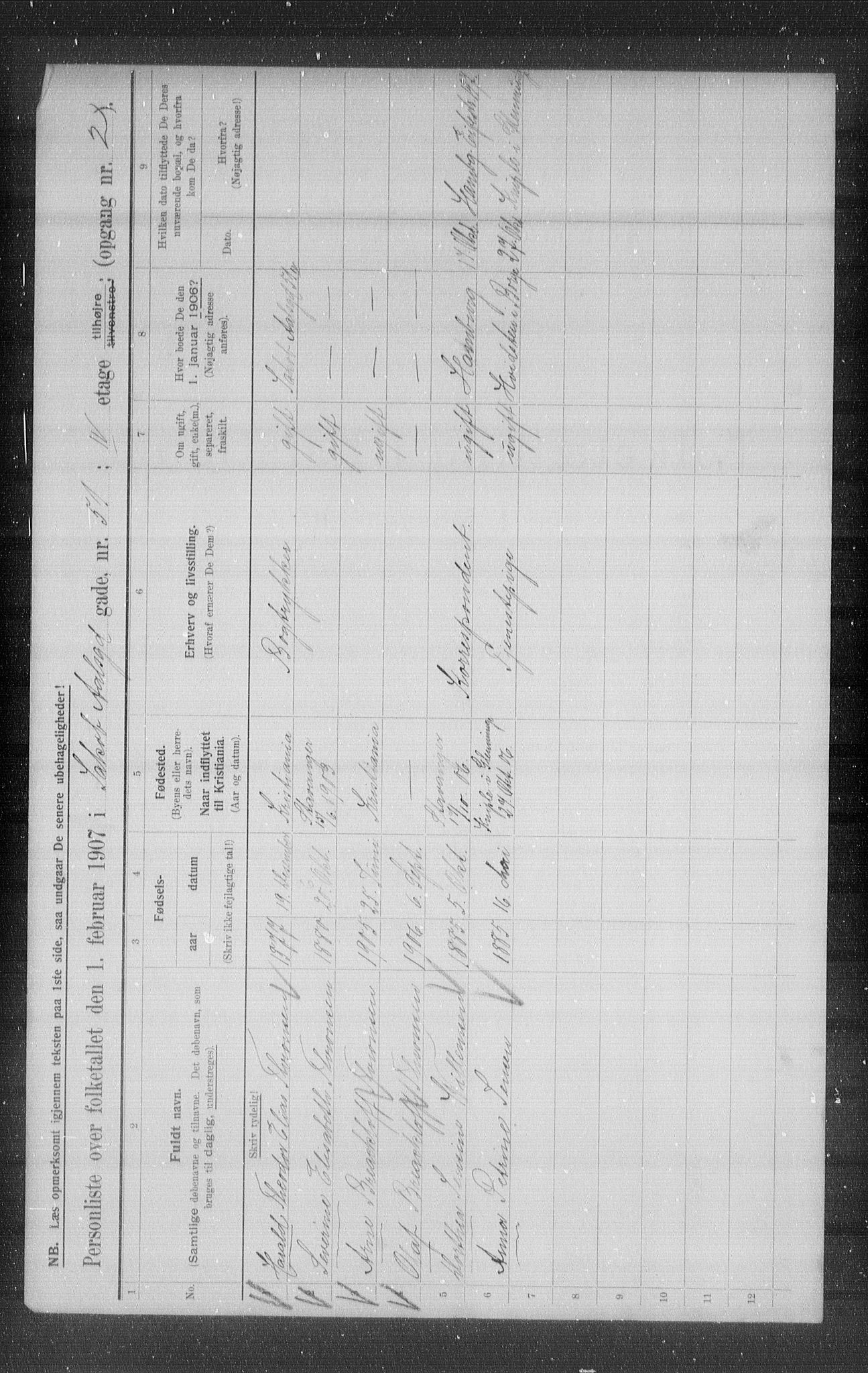 OBA, Municipal Census 1907 for Kristiania, 1907, p. 23235