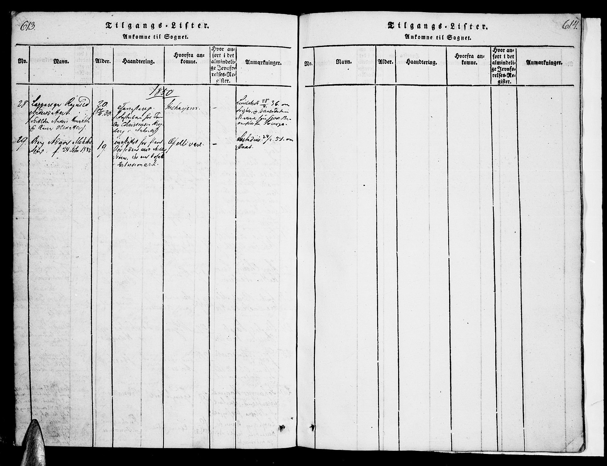 Ministerialprotokoller, klokkerbøker og fødselsregistre - Nordland, AV/SAT-A-1459/863/L0894: Parish register (official) no. 863A06, 1821-1851, p. 613-614