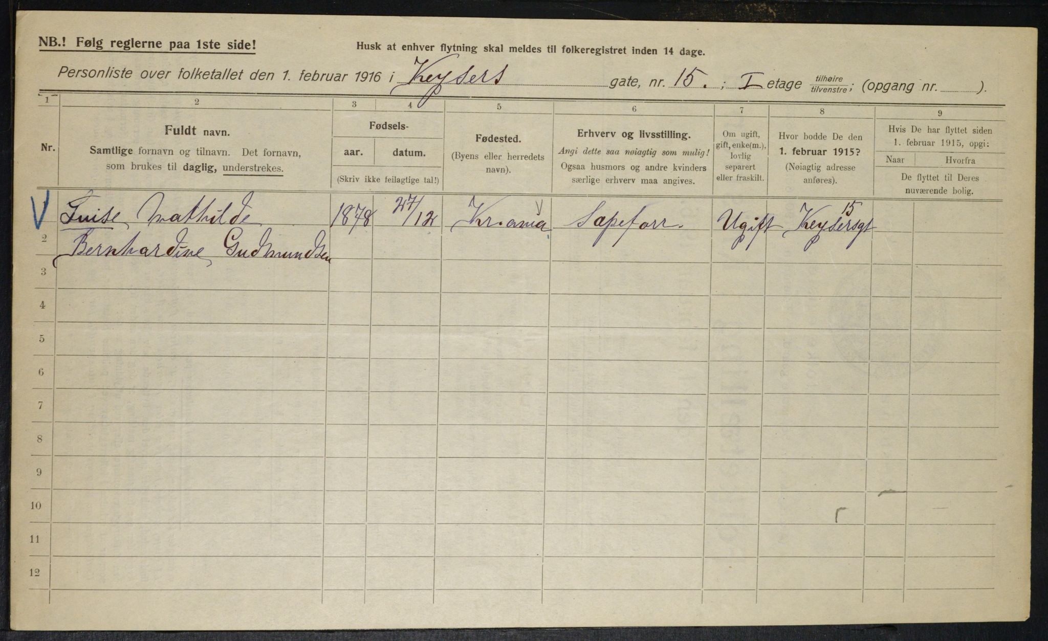 OBA, Municipal Census 1916 for Kristiania, 1916, p. 50457