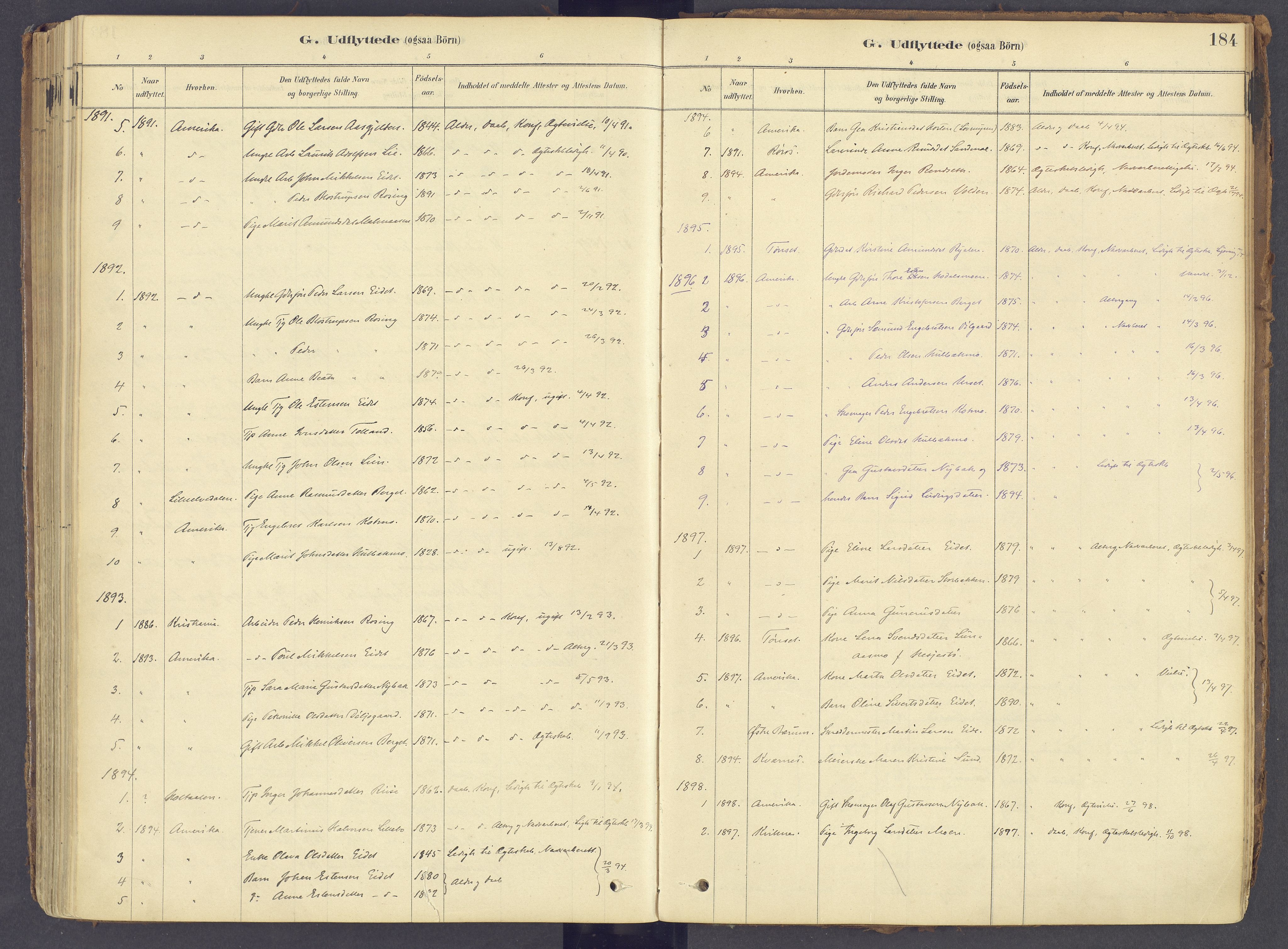 Tolga prestekontor, SAH/PREST-062/K/L0011: Parish register (official) no. 11, 1877-1920, p. 184