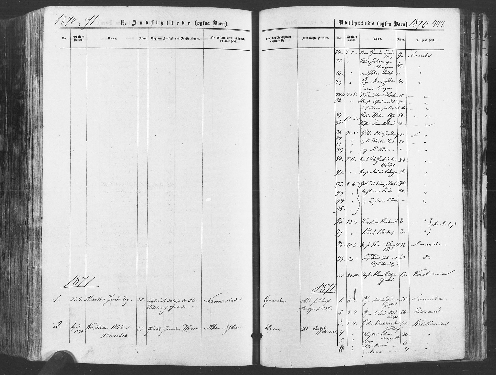 Ullensaker prestekontor Kirkebøker, AV/SAO-A-10236a/F/Fa/L0016: Parish register (official) no. I 16, 1863-1875, p. 447