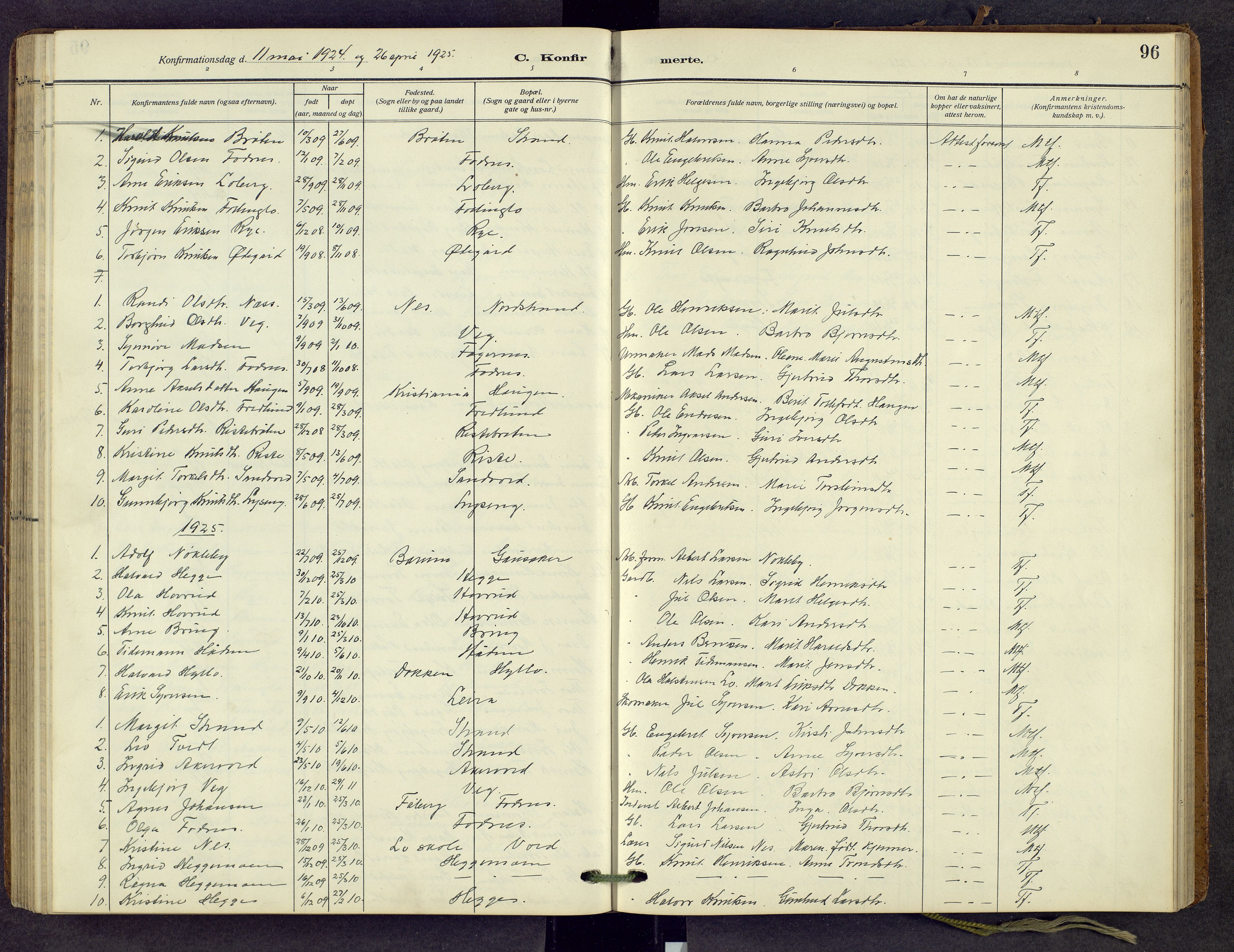 Nord-Aurdal prestekontor, AV/SAH-PREST-132/H/Ha/Hab/L0013: Parish register (copy) no. 13, 1911-1948, p. 96