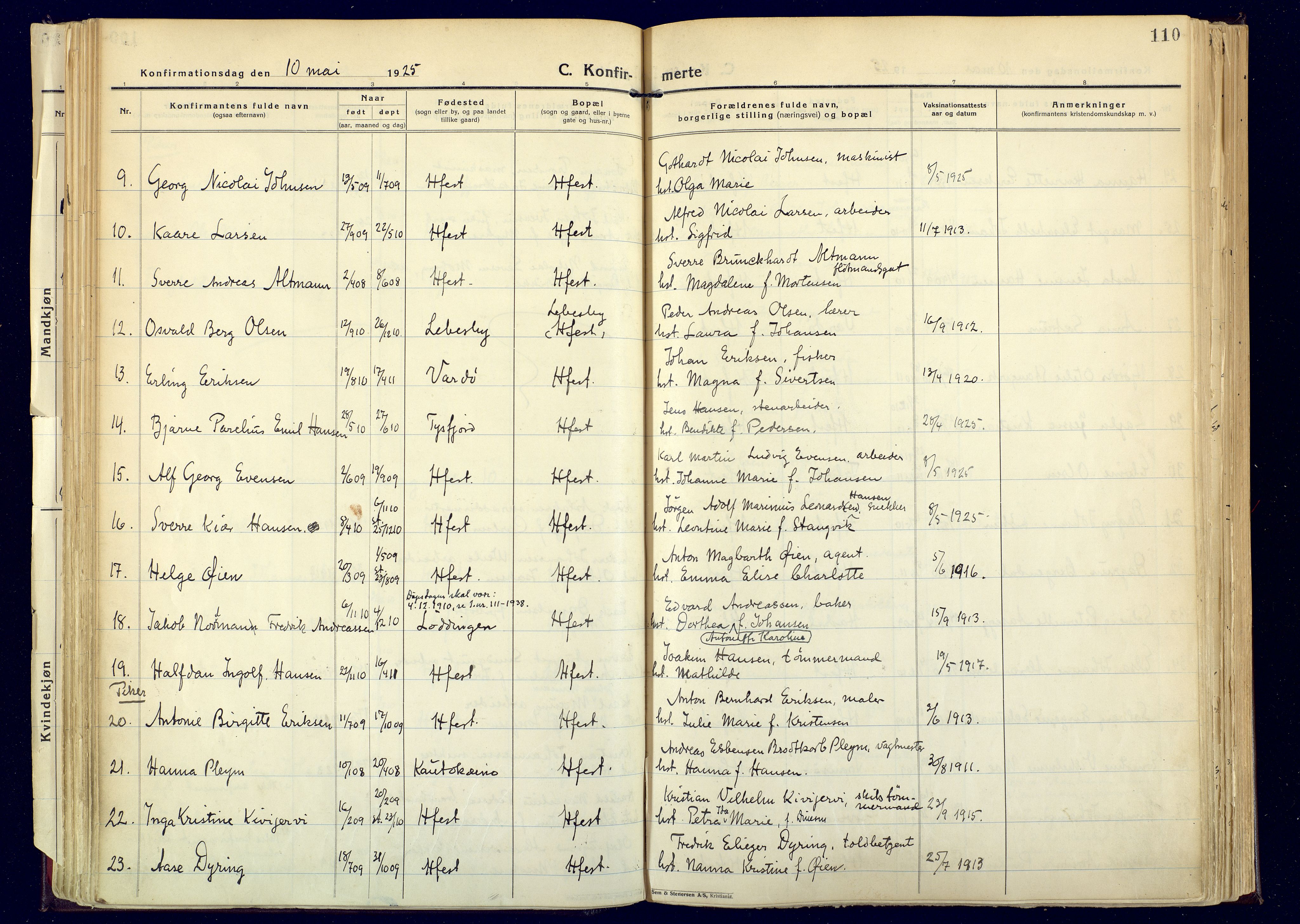 Hammerfest sokneprestkontor, SATØ/S-1347: Parish register (official) no. 17, 1923-1933, p. 110