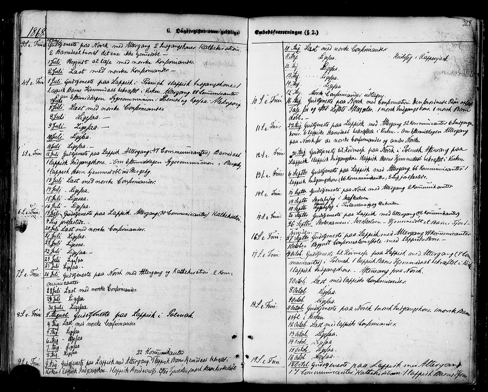 Nesseby sokneprestkontor, AV/SATØ-S-1330/H/Ha/L0003kirke: Parish register (official) no. 3 /1, 1865-1876, p. 324