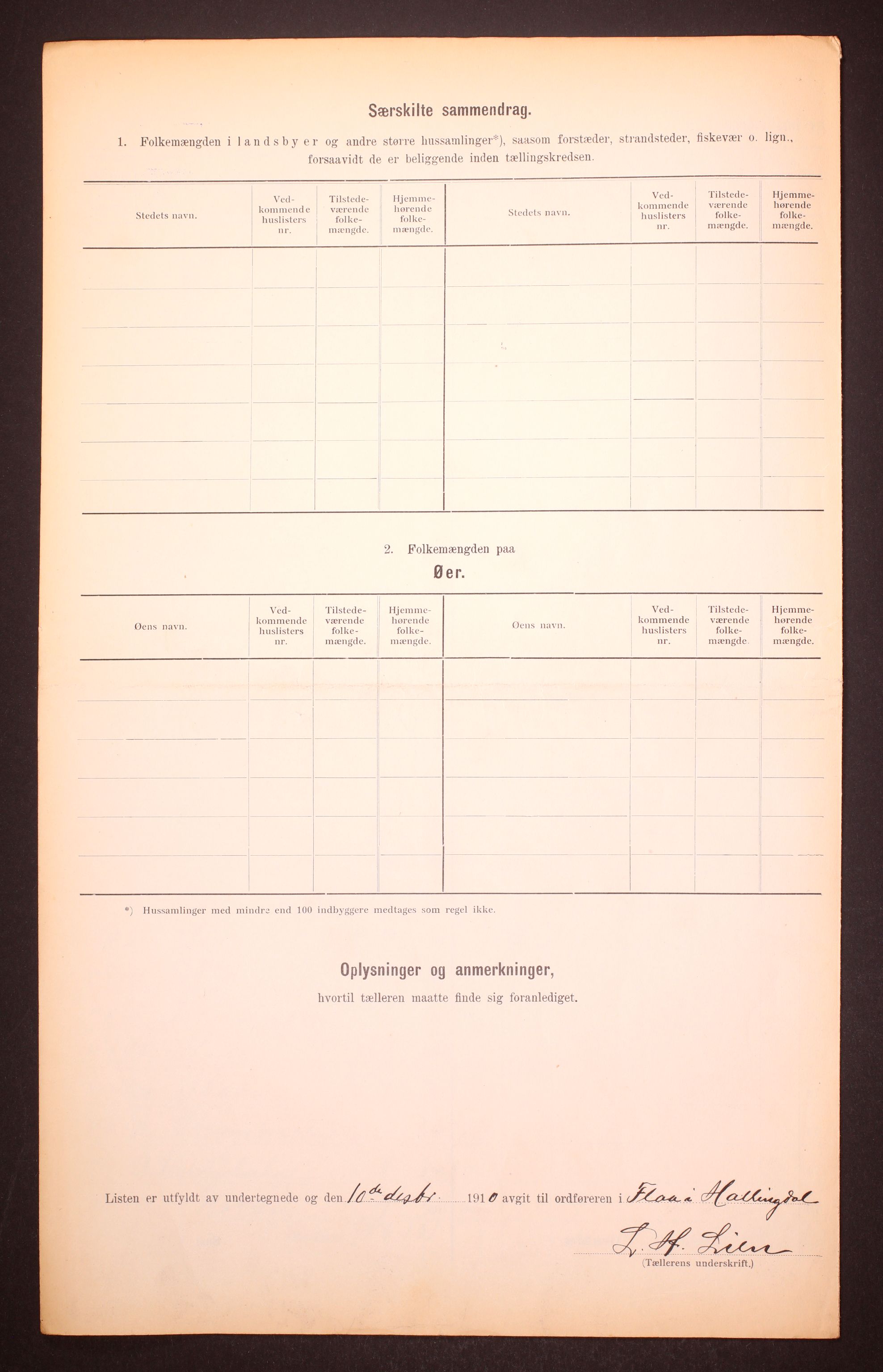 RA, 1910 census for Flå, 1910, p. 18