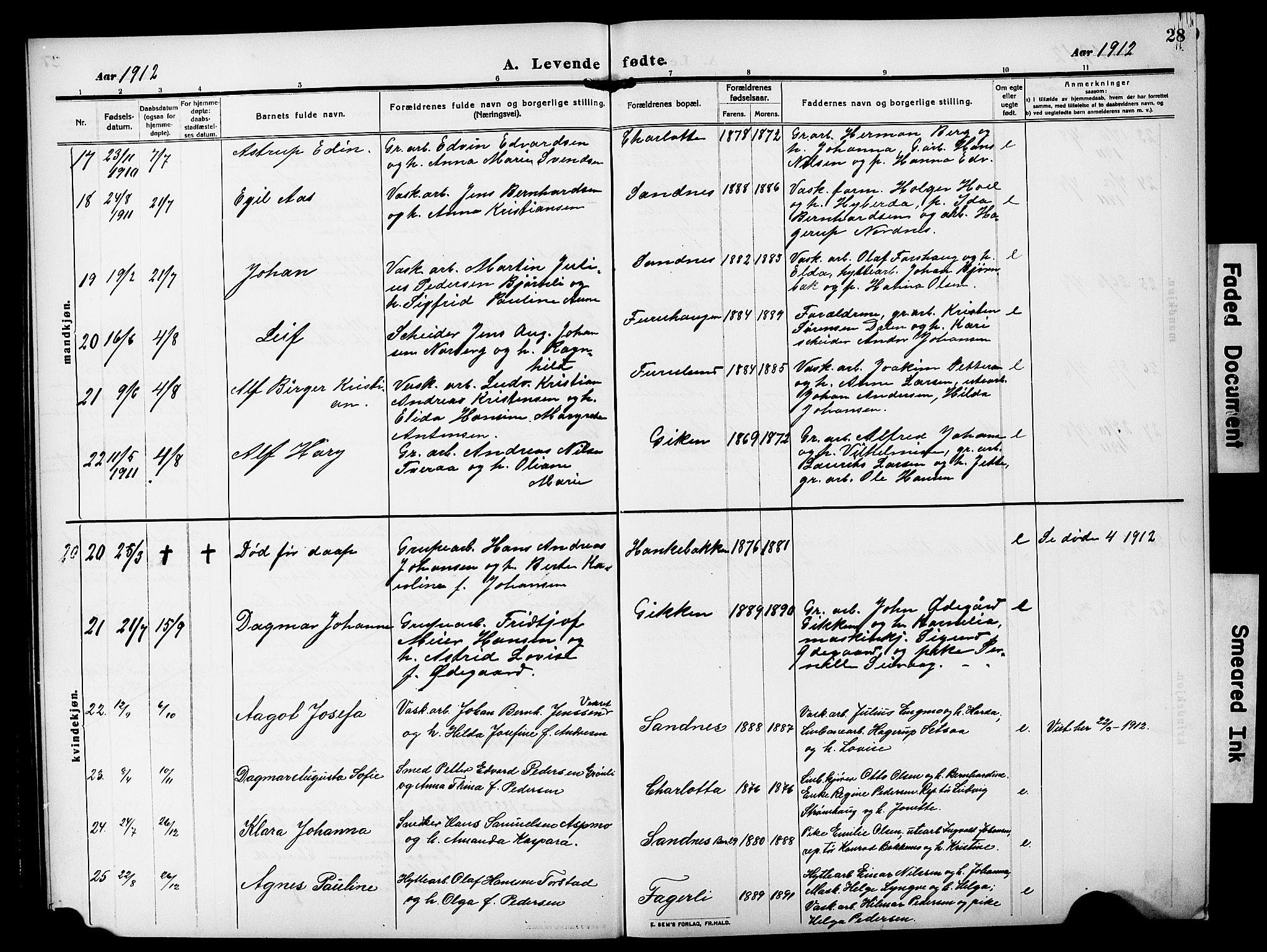 Ministerialprotokoller, klokkerbøker og fødselsregistre - Nordland, AV/SAT-A-1459/850/L0710: Parish register (official) no. 850A02, 1910-1920, p. 28