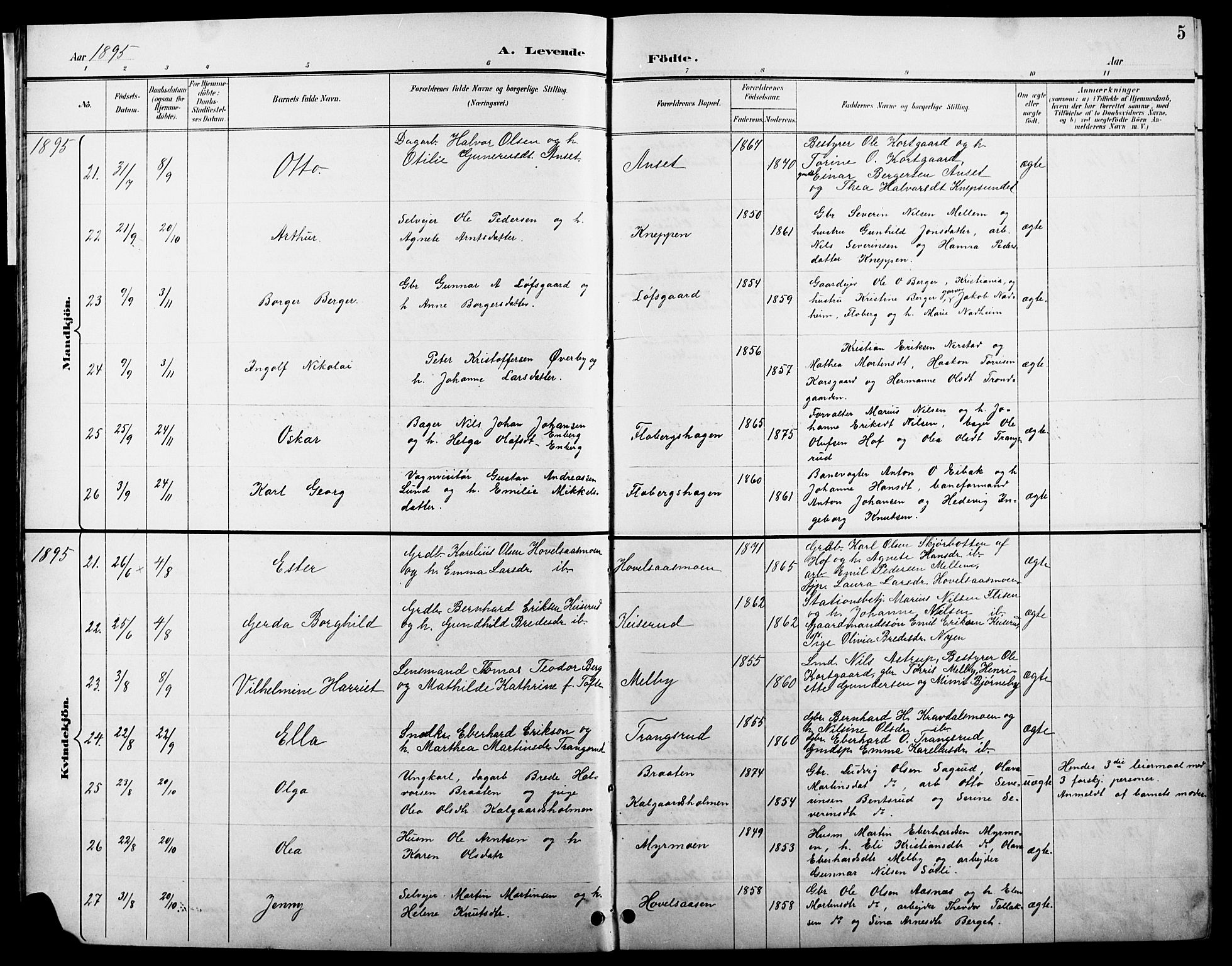 Åsnes prestekontor, AV/SAH-PREST-042/H/Ha/Hab/L0004: Parish register (copy) no. 4, 1895-1909, p. 5