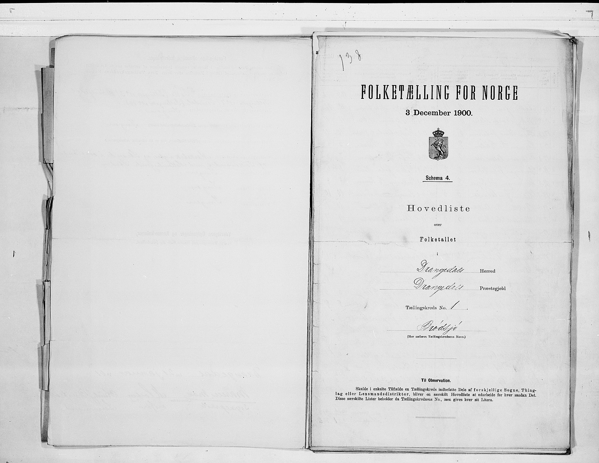 SAKO, 1900 census for Drangedal, 1900, p. 4