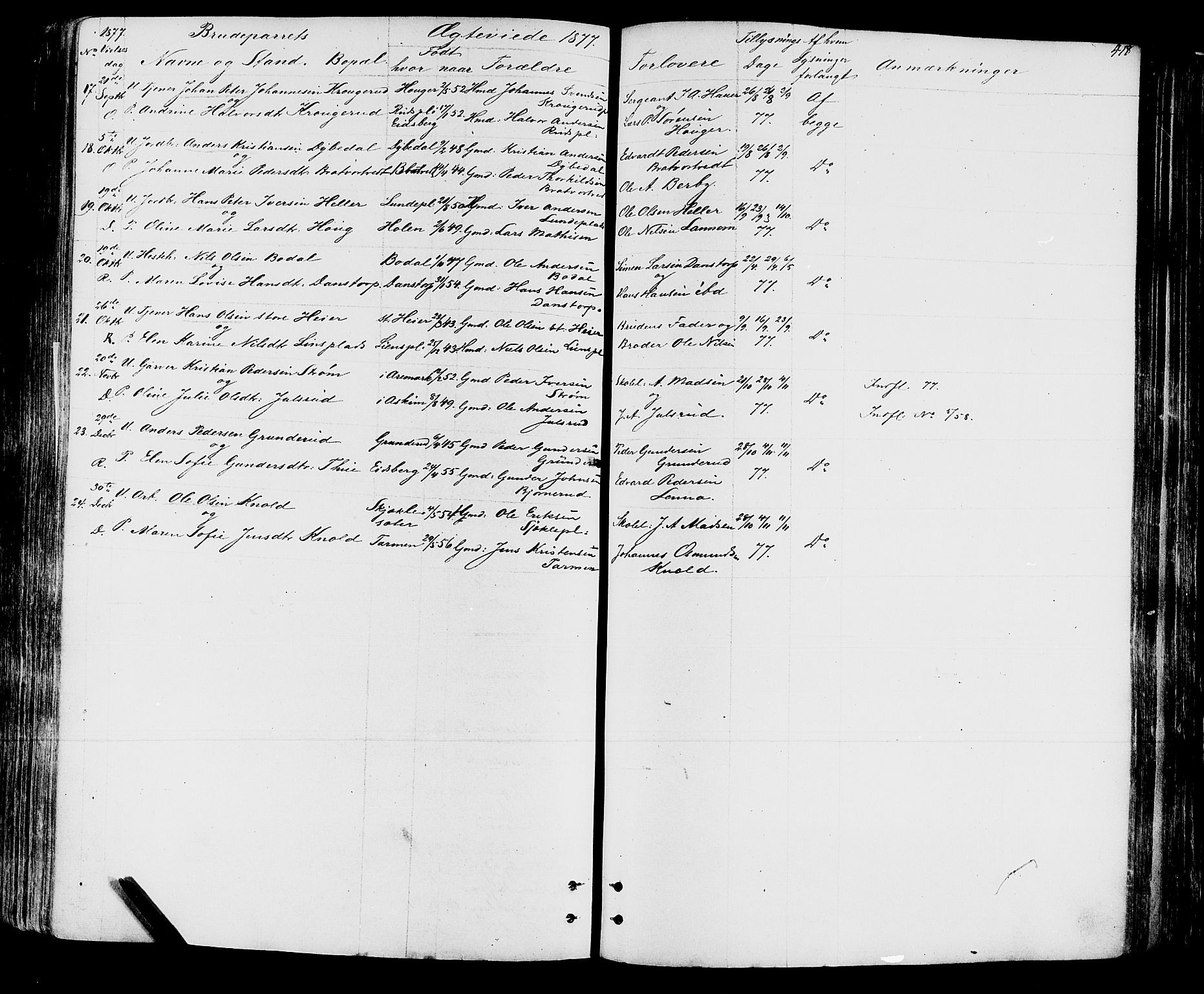 Rakkestad prestekontor Kirkebøker, AV/SAO-A-2008/F/Fa/L0011: Parish register (official) no. I 11, 1862-1877, p. 418