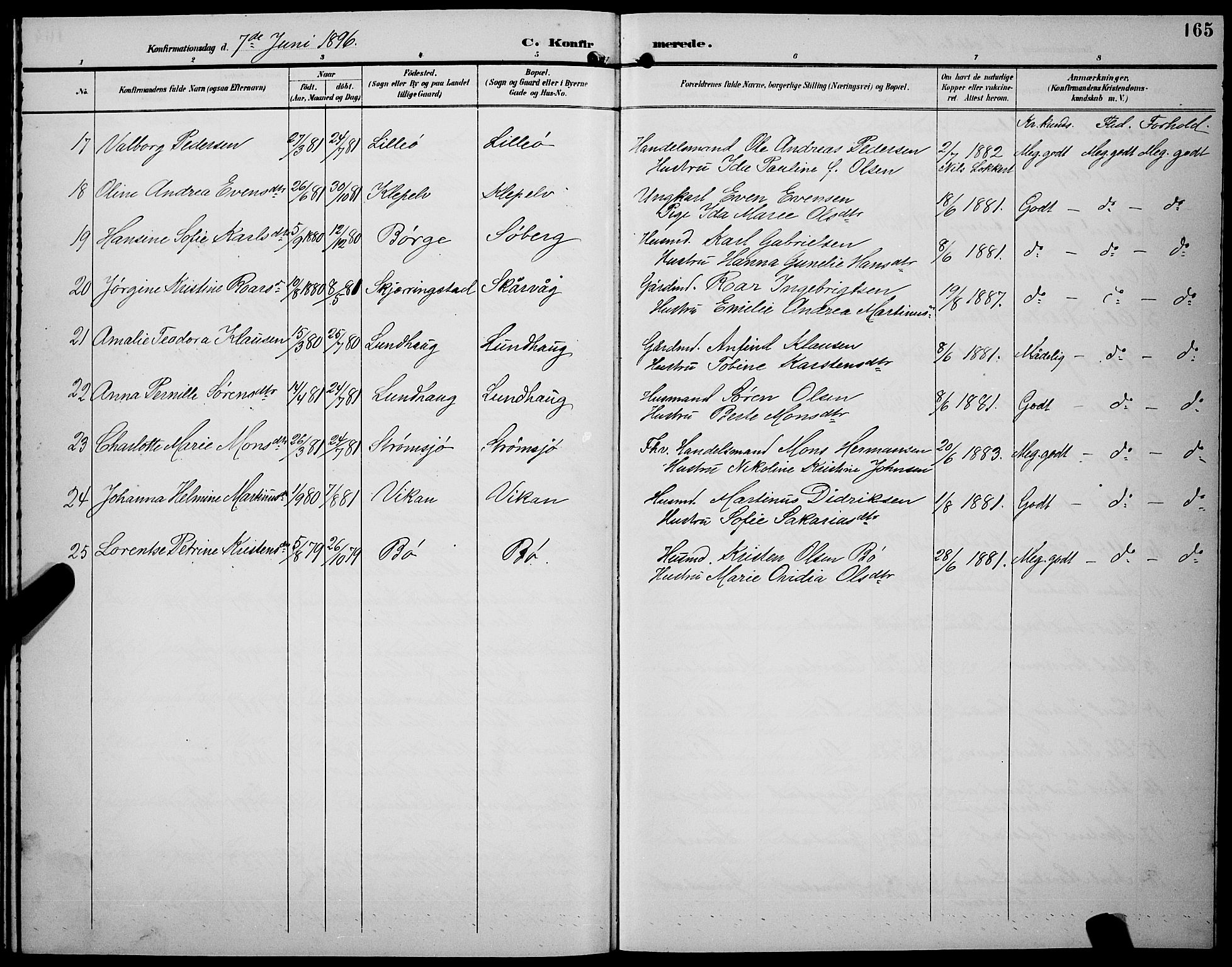 Ministerialprotokoller, klokkerbøker og fødselsregistre - Nordland, AV/SAT-A-1459/891/L1316: Parish register (copy) no. 891C05, 1894-1898, p. 165