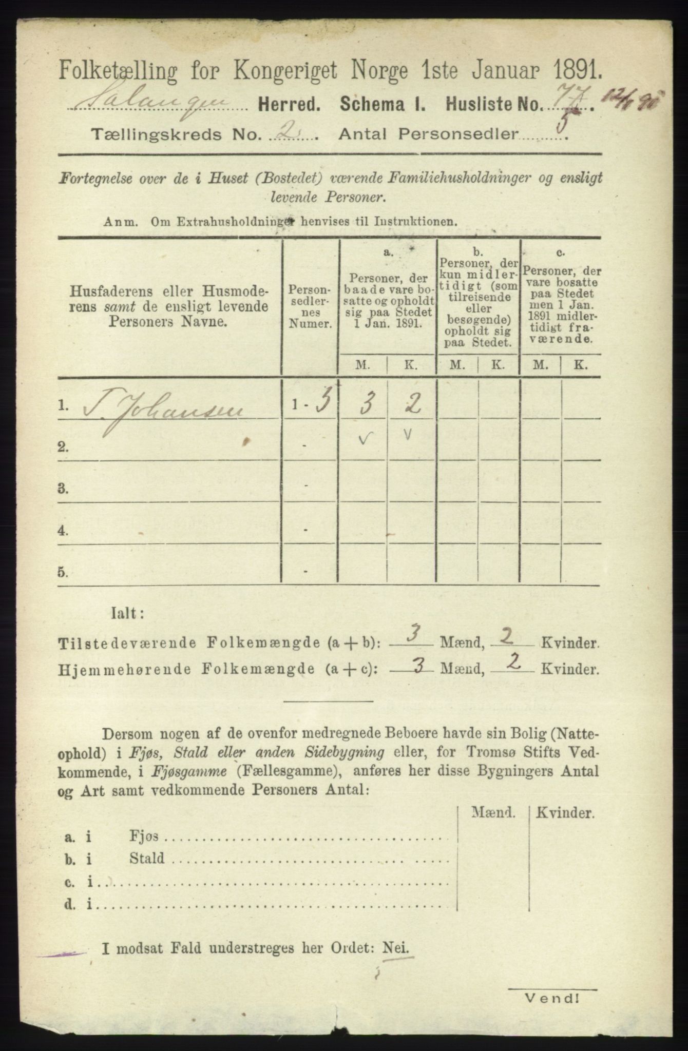 RA, 1891 census for 1921 Salangen, 1891, p. 551