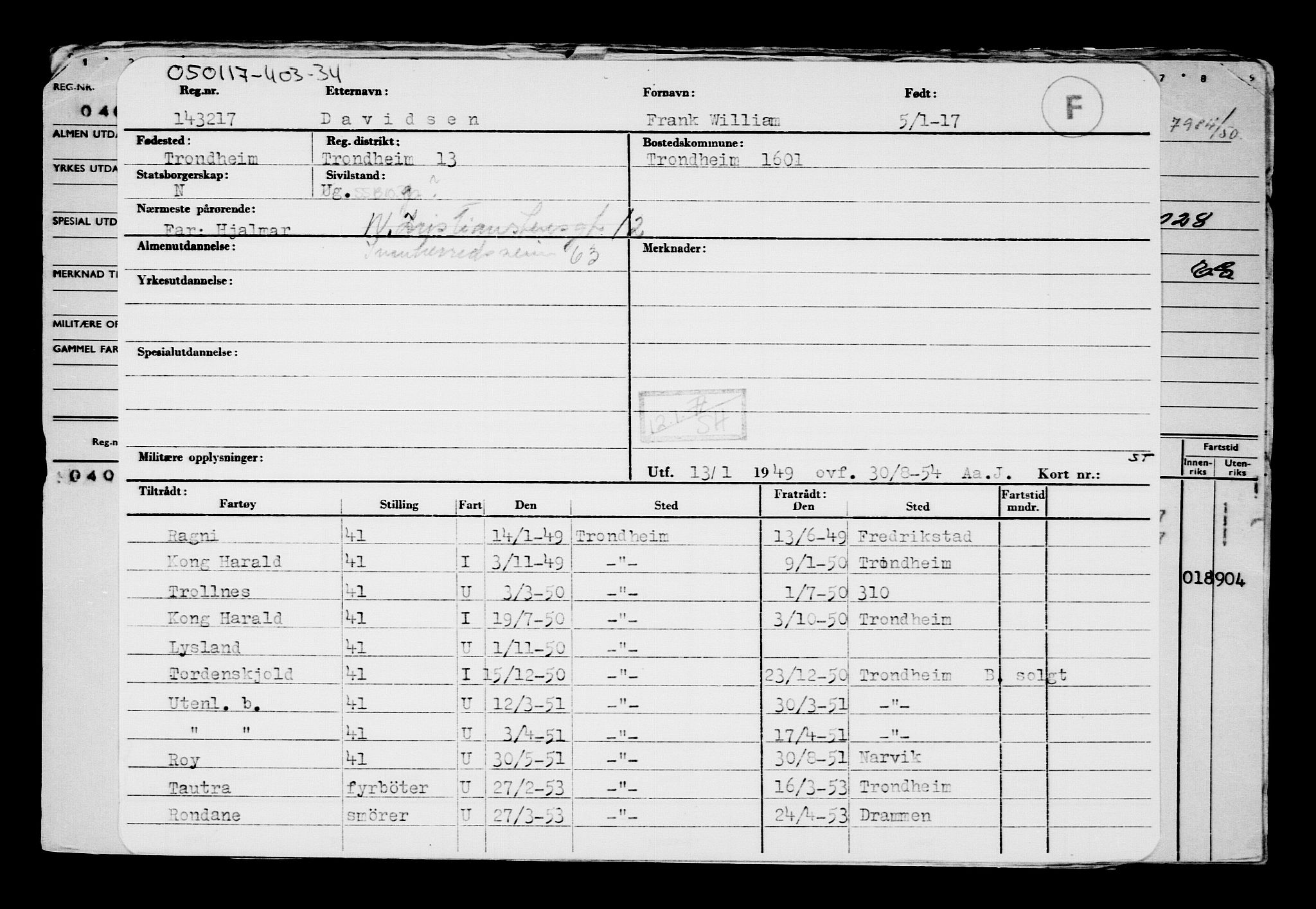 Direktoratet for sjømenn, AV/RA-S-3545/G/Gb/L0145: Hovedkort, 1917, p. 78