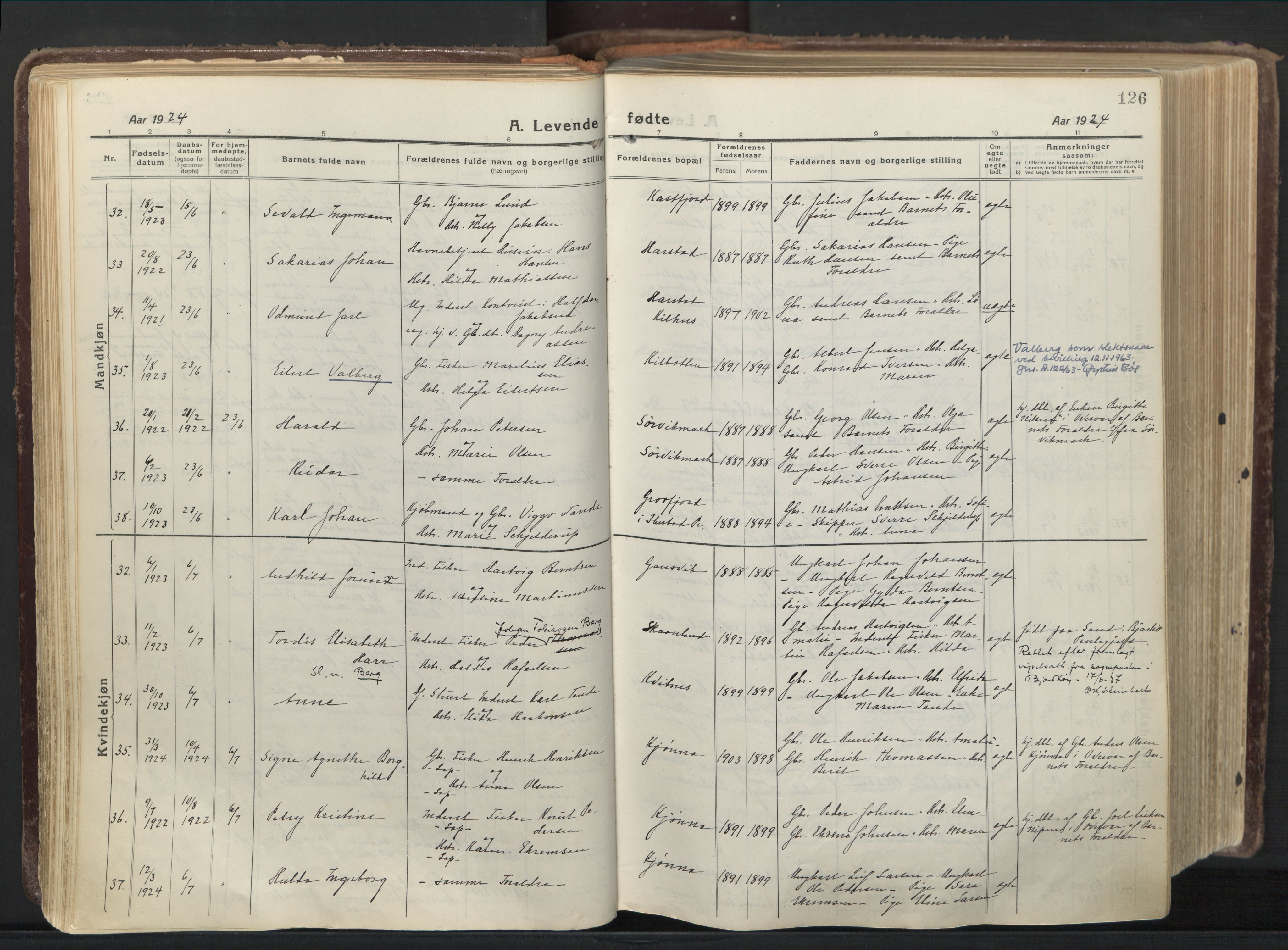 Trondenes sokneprestkontor, SATØ/S-1319/H/Ha/L0019kirke: Parish register (official) no. 19, 1919-1928, p. 126