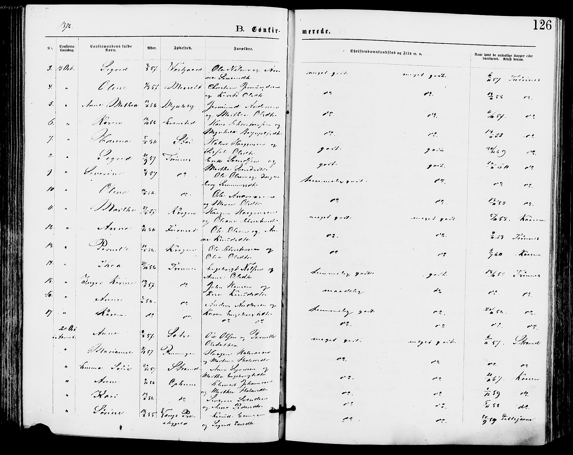 Stor-Elvdal prestekontor, SAH/PREST-052/H/Ha/Haa/L0001: Parish register (official) no. 1, 1871-1882, p. 126