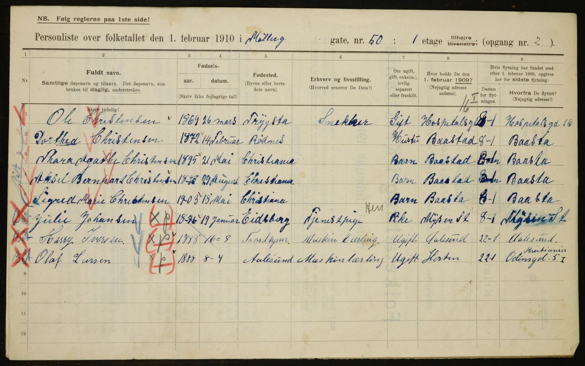 OBA, Municipal Census 1910 for Kristiania, 1910, p. 66696