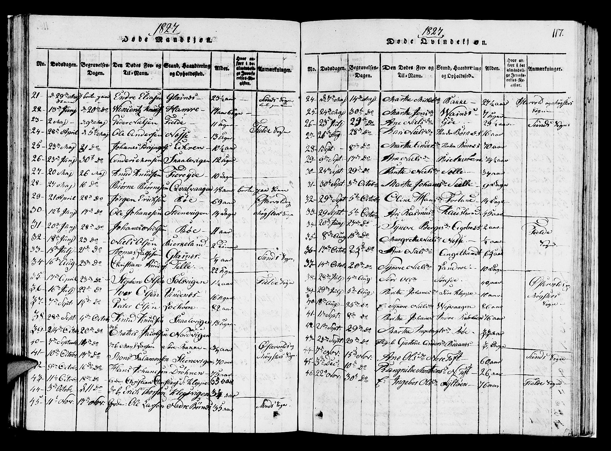 Sund sokneprestembete, AV/SAB-A-99930: Parish register (copy) no. A 1, 1816-1827, p. 117