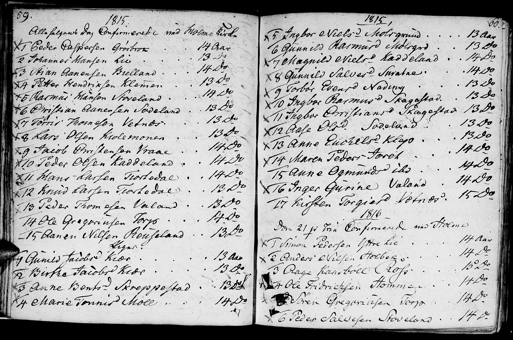 Holum sokneprestkontor, SAK/1111-0022/F/Fa/Faa/L0003: Parish register (official) no. A 3, 1780-1821, p. 59-60
