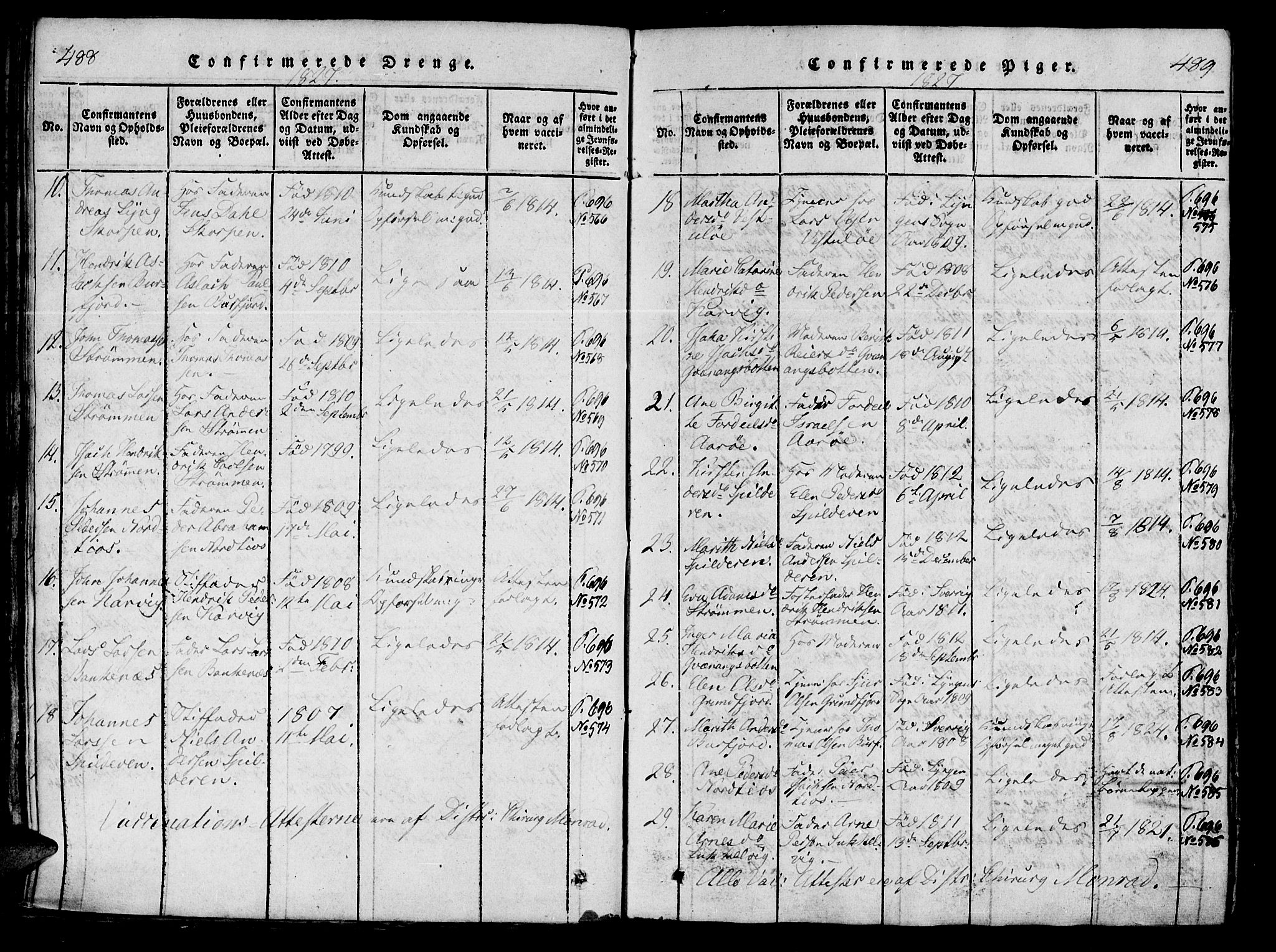 Skjervøy sokneprestkontor, AV/SATØ-S-1300/H/Ha/Haa/L0004kirke: Parish register (official) no. 4, 1820-1838, p. 488-489