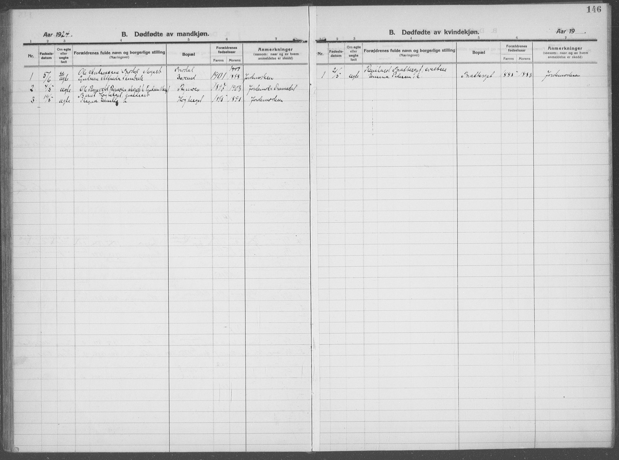 Brandval prestekontor, SAH/PREST-034/H/Ha/Haa/L0004: Parish register (official) no. 4, 1910-1924, p. 146