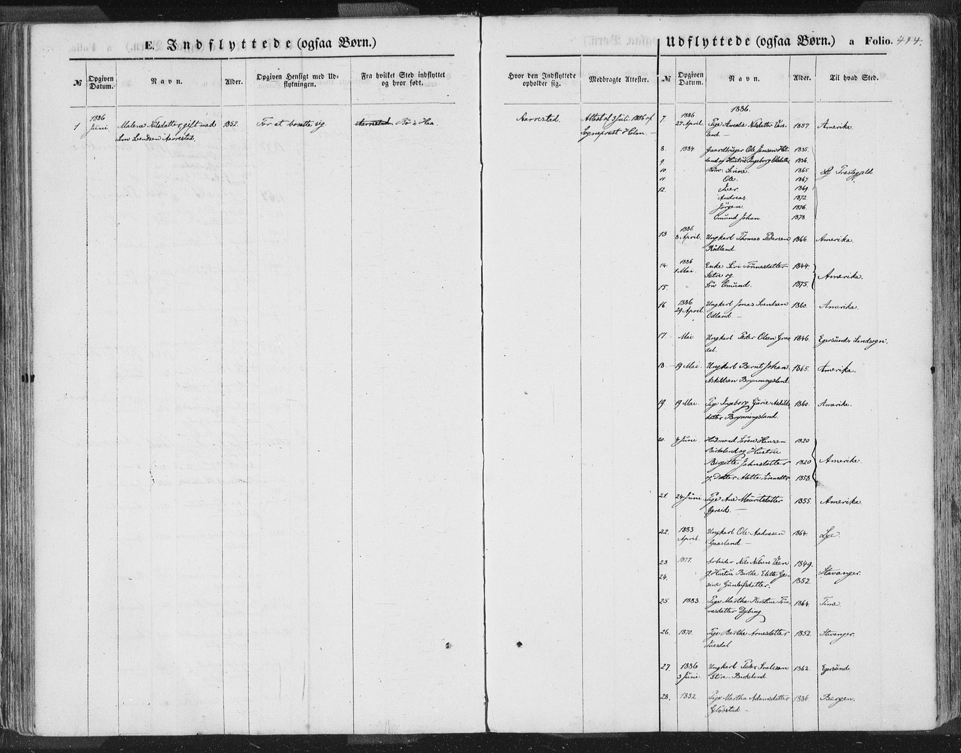 Helleland sokneprestkontor, AV/SAST-A-101810: Parish register (official) no. A 7.2, 1863-1886, p. 444