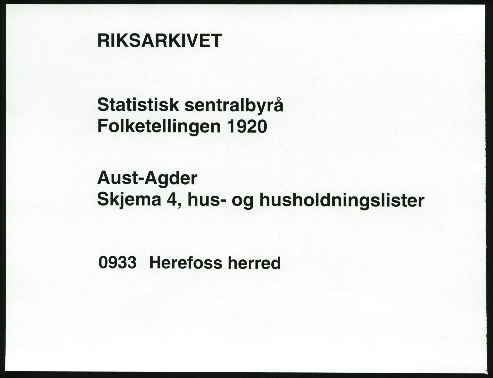 SAK, 1920 census for Herefoss, 1920, p. 24