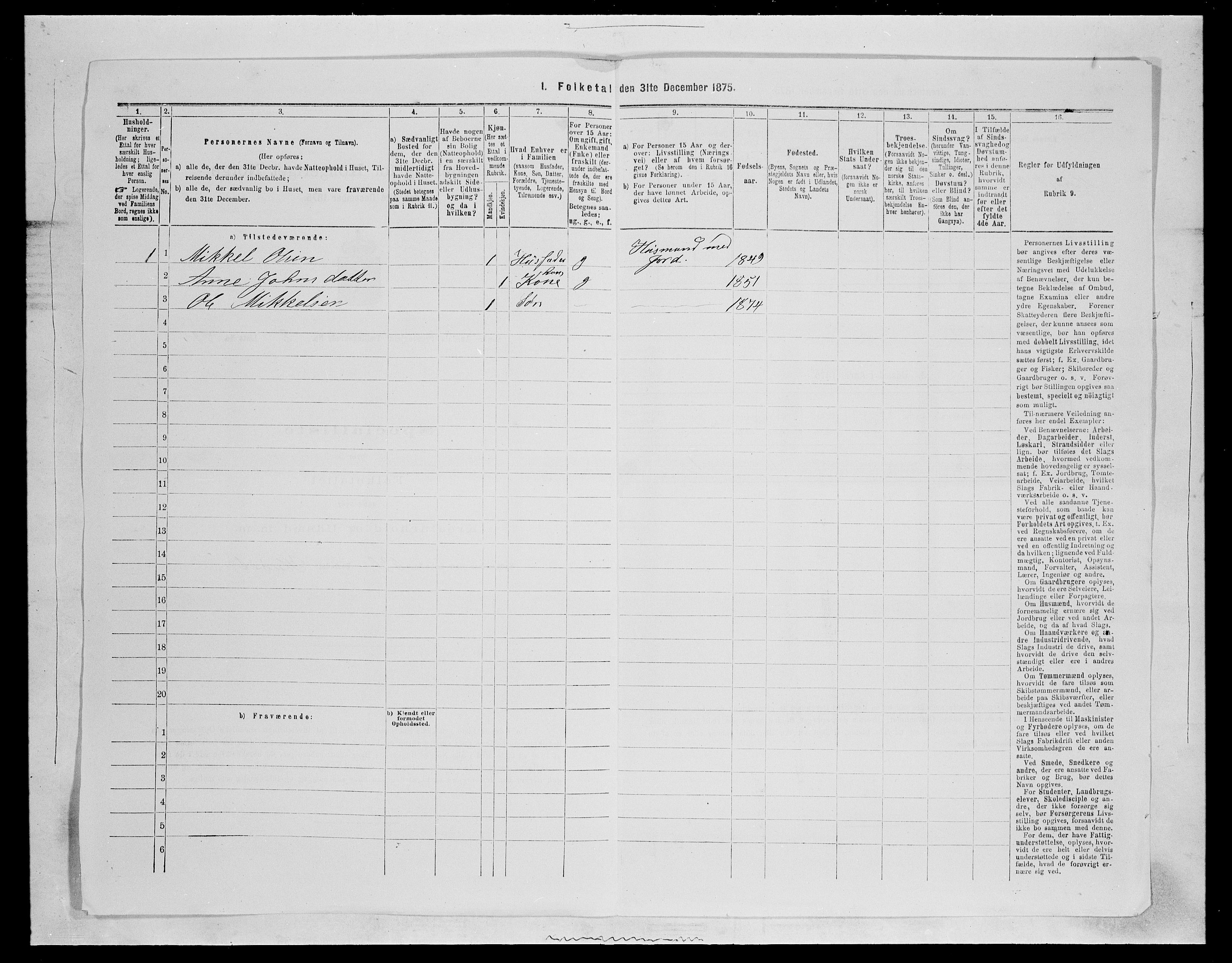 SAH, 1875 census for 0540P Sør-Aurdal, 1875, p. 1446