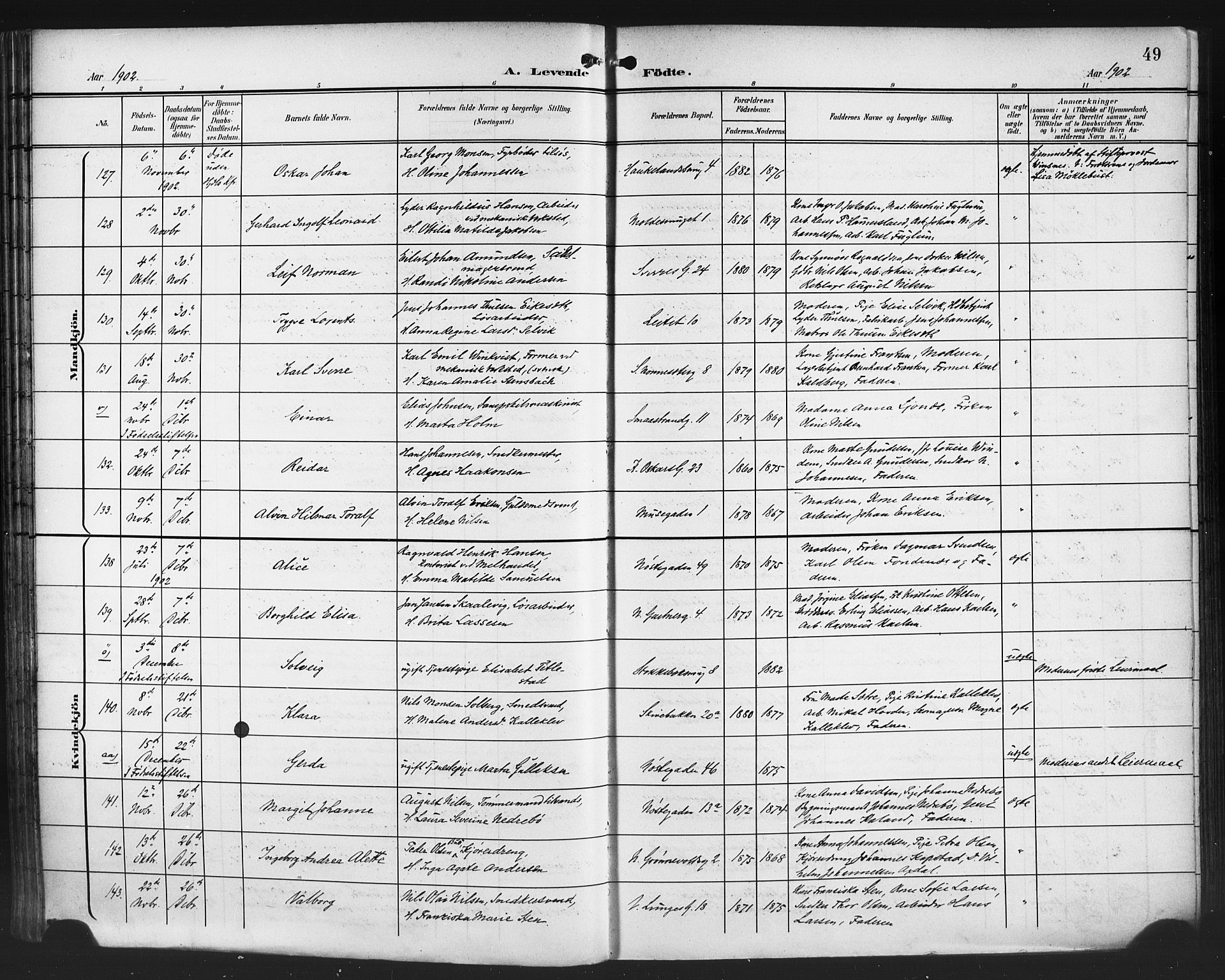 Domkirken sokneprestembete, AV/SAB-A-74801/H/Hab/L0017: Parish register (copy) no. B 10, 1900-1915, p. 49