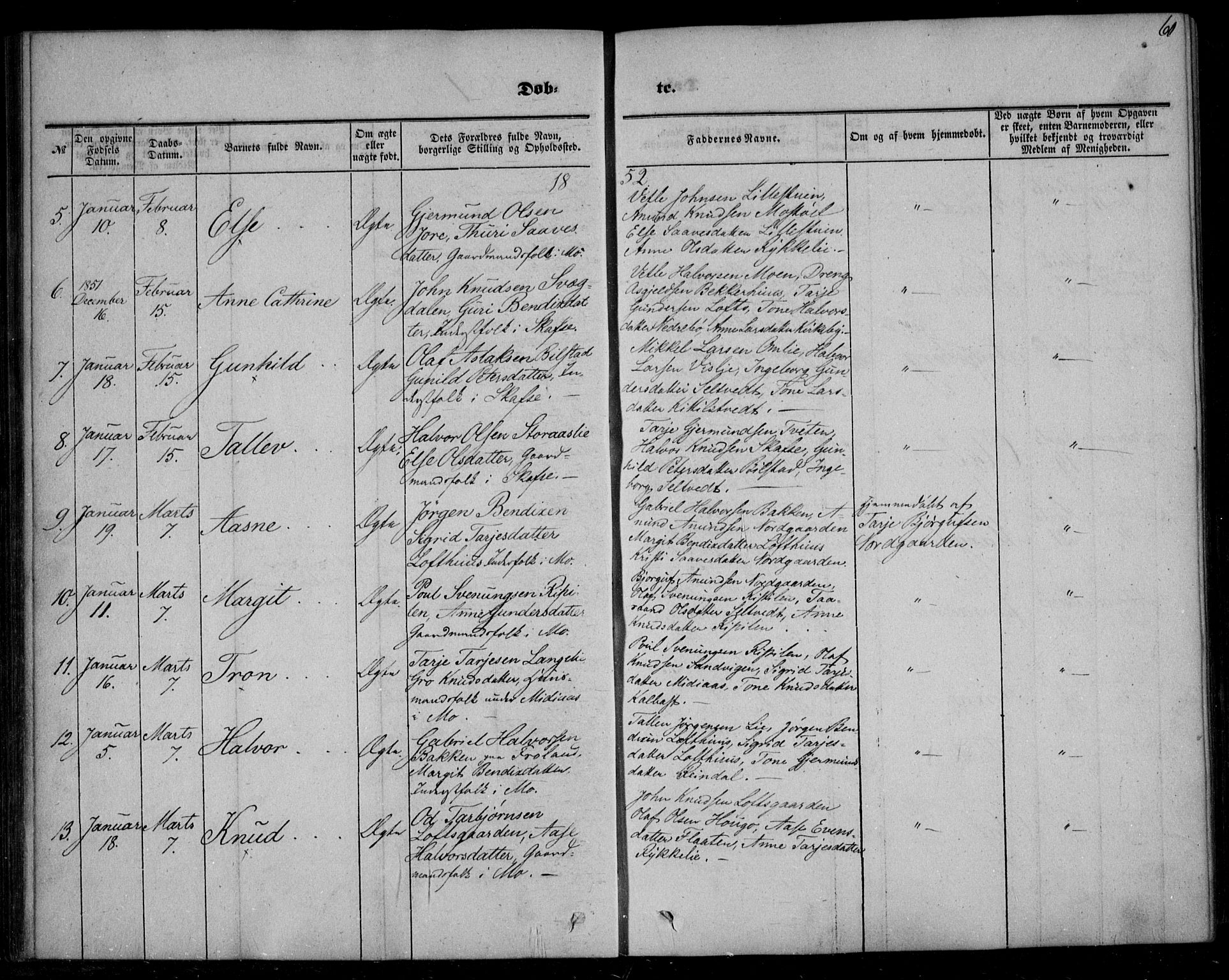 Mo kirkebøker, SAKO/A-286/F/Fa/L0005: Parish register (official) no. I 5, 1844-1864, p. 60