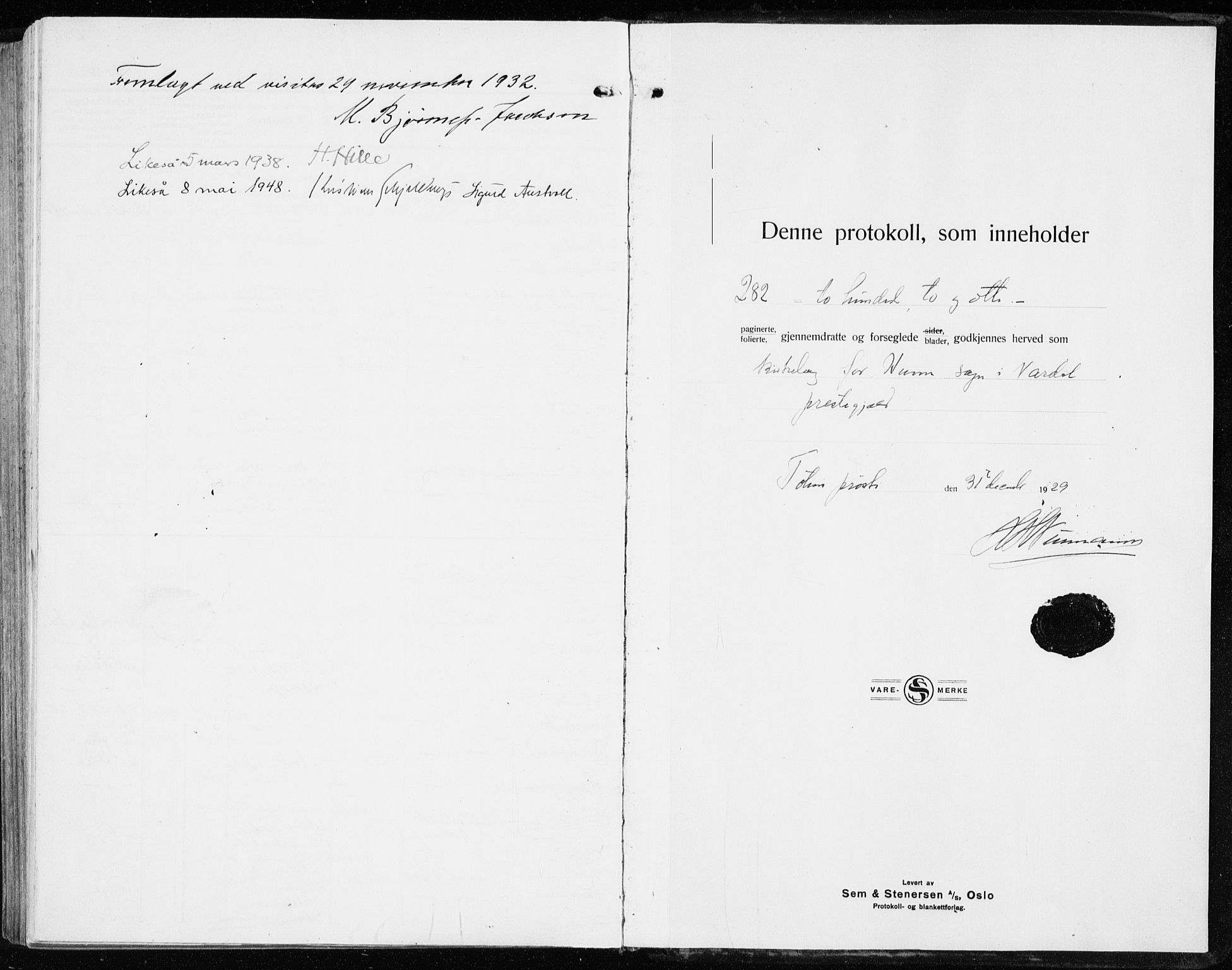 Vardal prestekontor, SAH/PREST-100/H/Ha/Haa/L0018: Parish register (official) no. 18, 1930-1945