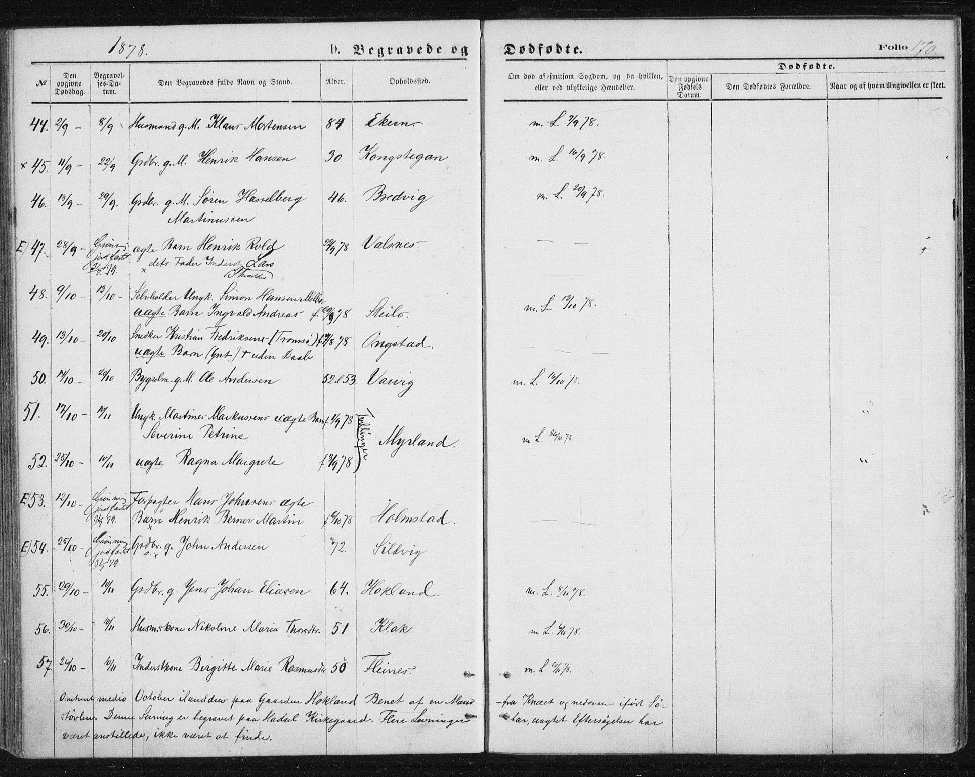 Ministerialprotokoller, klokkerbøker og fødselsregistre - Nordland, SAT/A-1459/888/L1243: Parish register (official) no. 888A09, 1876-1879, p. 170