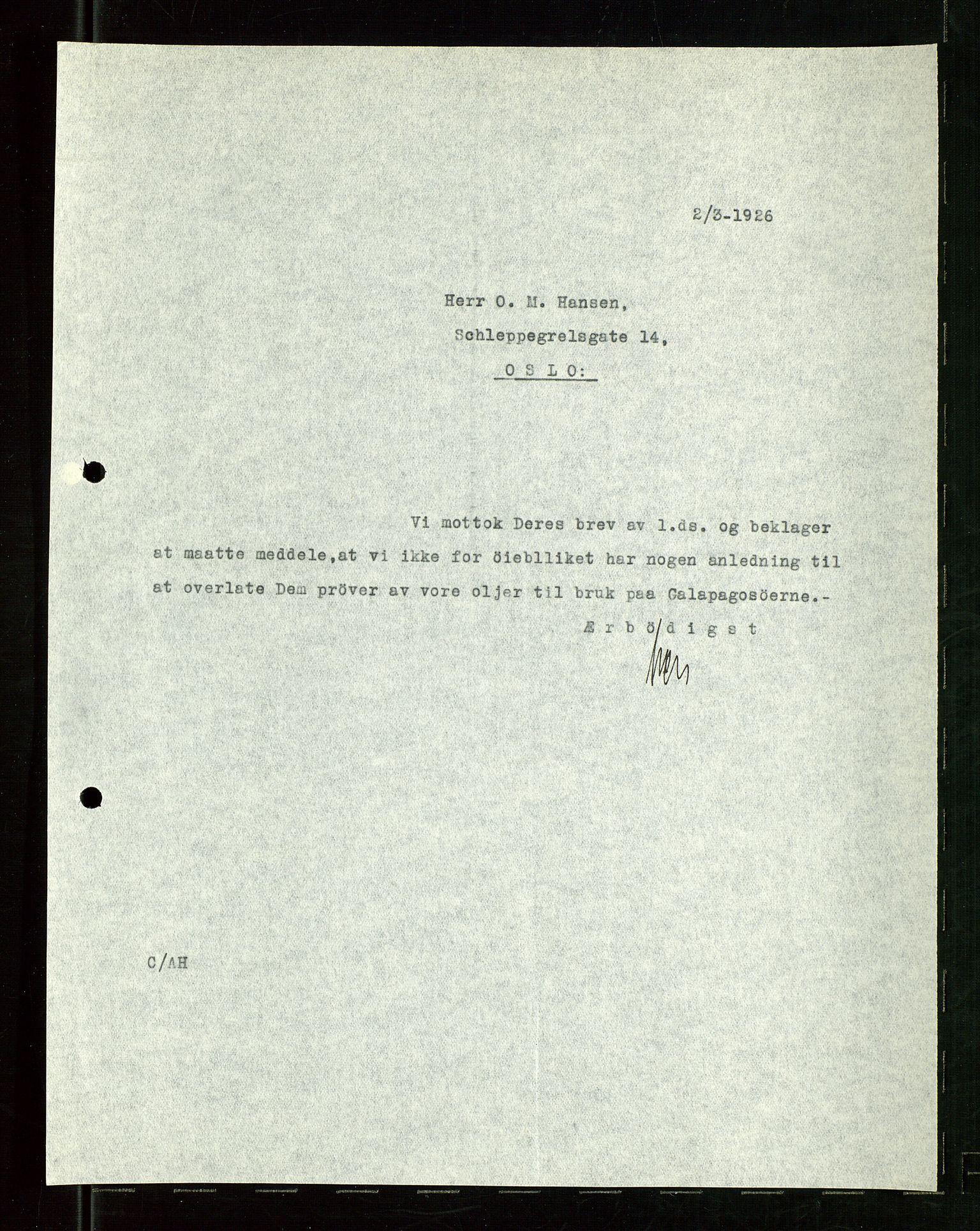 Pa 1521 - A/S Norske Shell, AV/SAST-A-101915/E/Ea/Eaa/L0024: Sjefskorrespondanse, 1926, p. 28