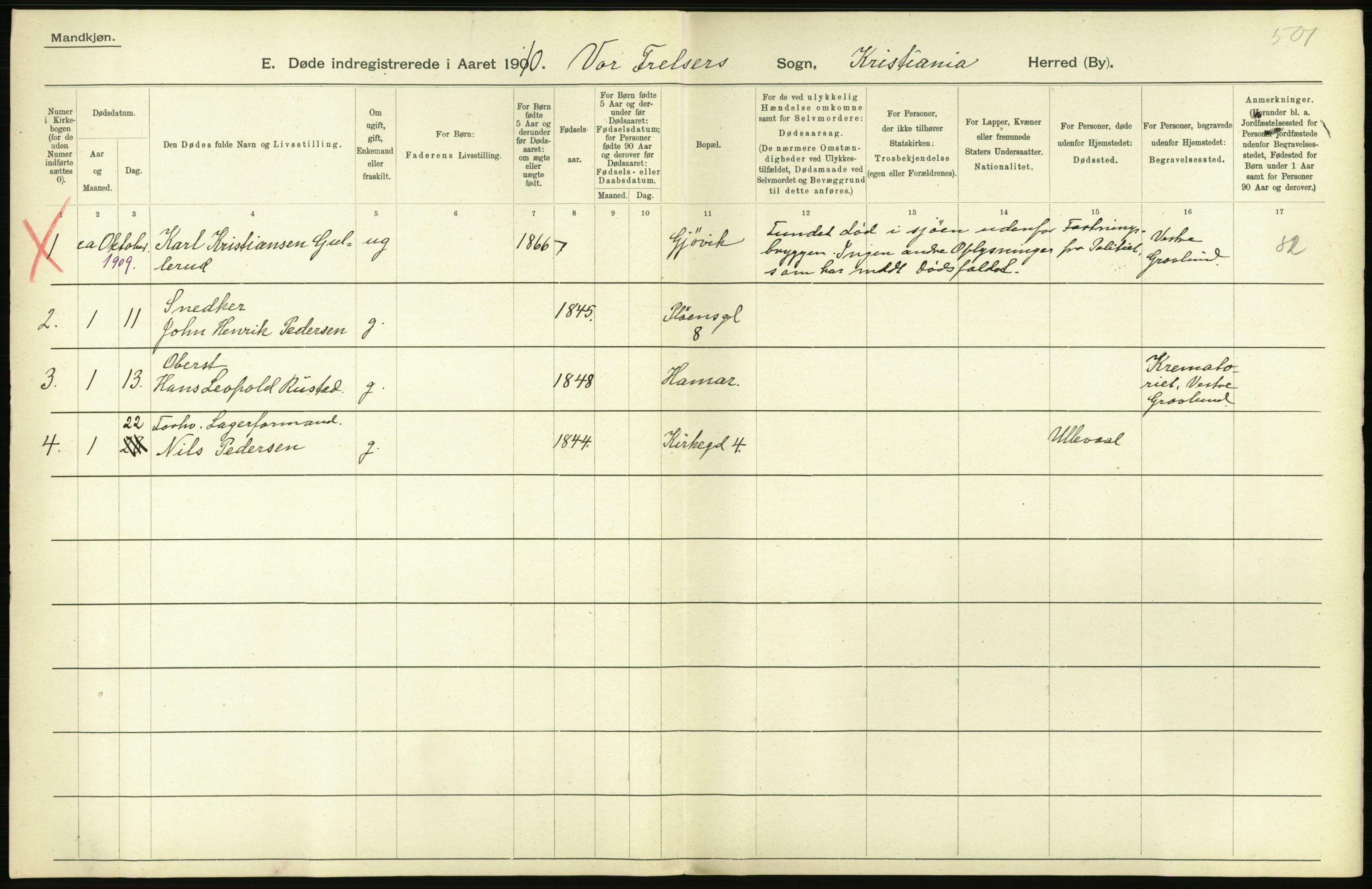 Statistisk sentralbyrå, Sosiodemografiske emner, Befolkning, RA/S-2228/D/Df/Dfa/Dfah/L0008: Kristiania: Døde, 1910, p. 760