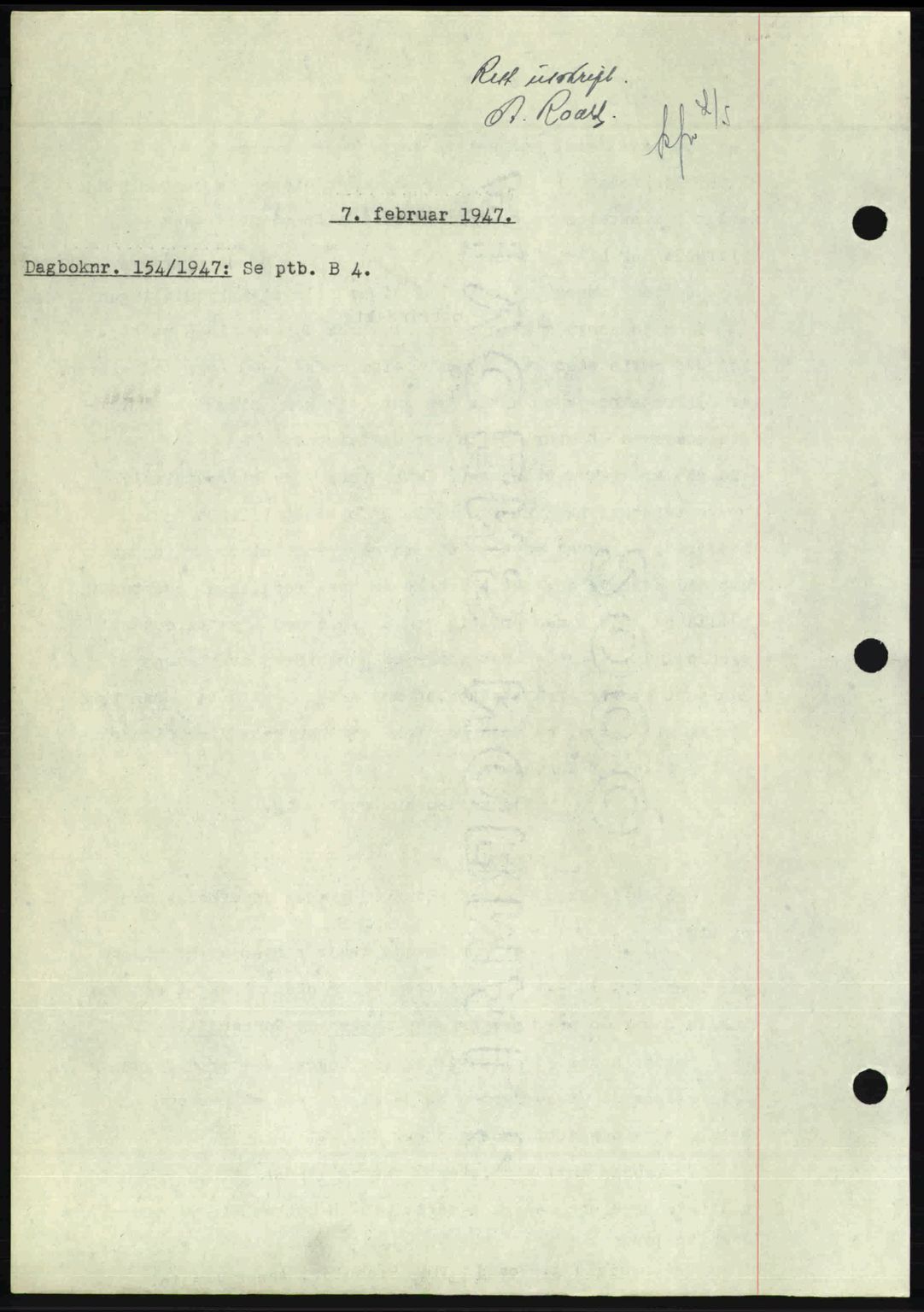 Nedenes sorenskriveri, SAK/1221-0006/G/Gb/Gba/L0056: Mortgage book no. A8, 1946-1947, Diary no: : 154/1947