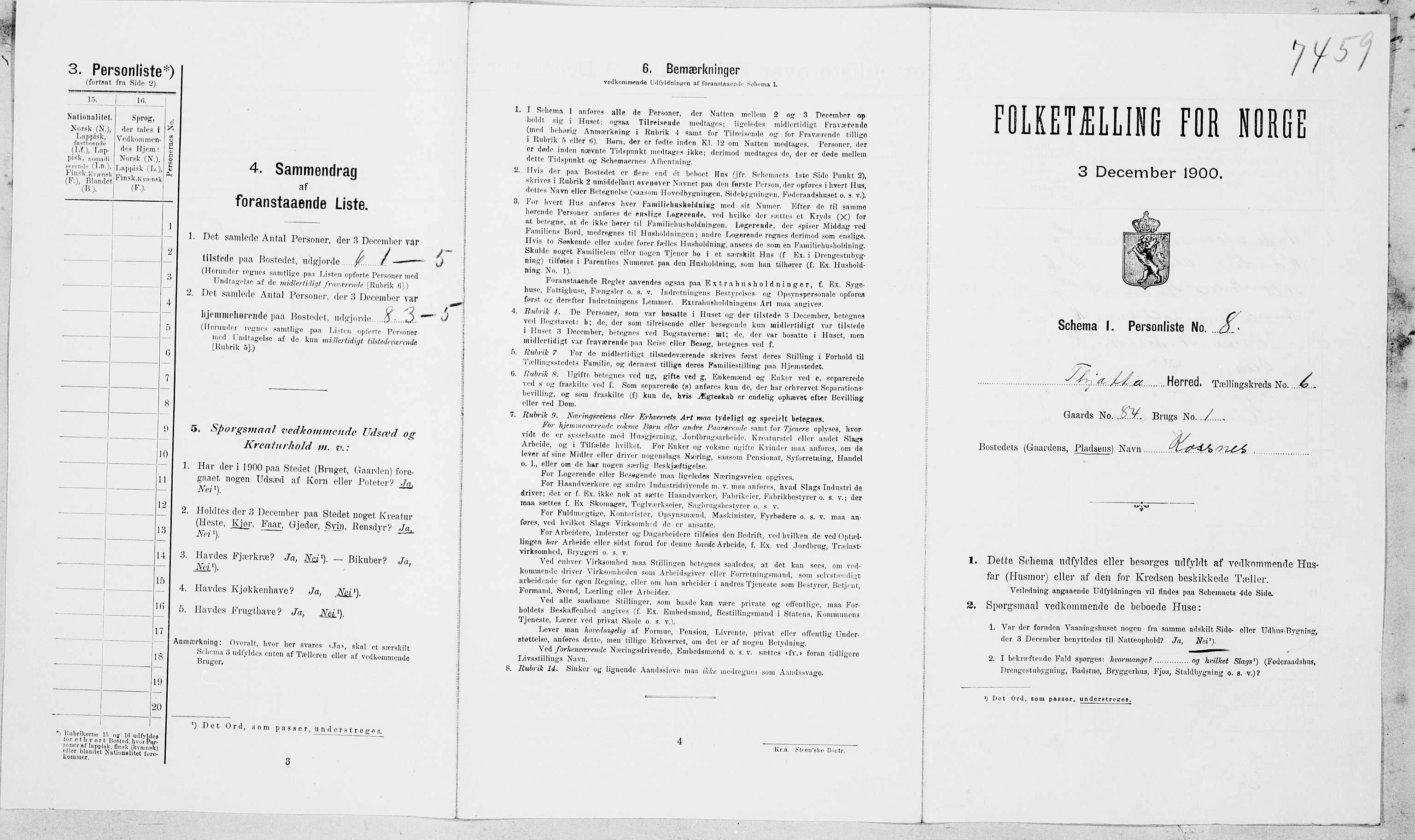 SAT, 1900 census for Tjøtta, 1900, p. 764