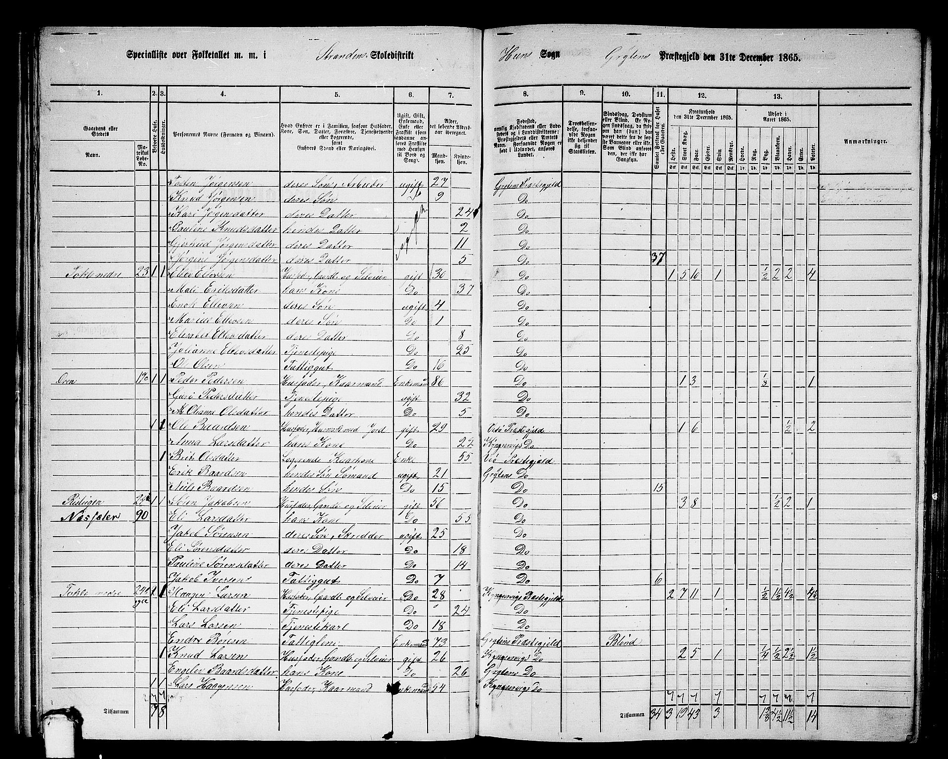 RA, 1865 census for Grytten, 1865, p. 25