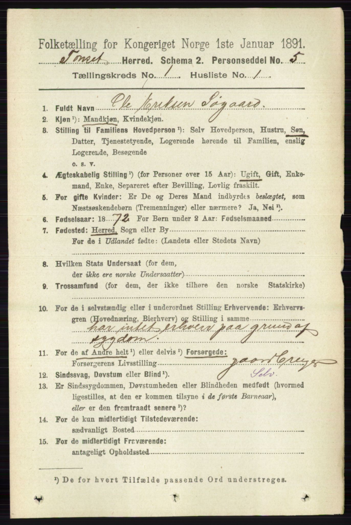 RA, 1891 census for 0437 Tynset, 1891, p. 78