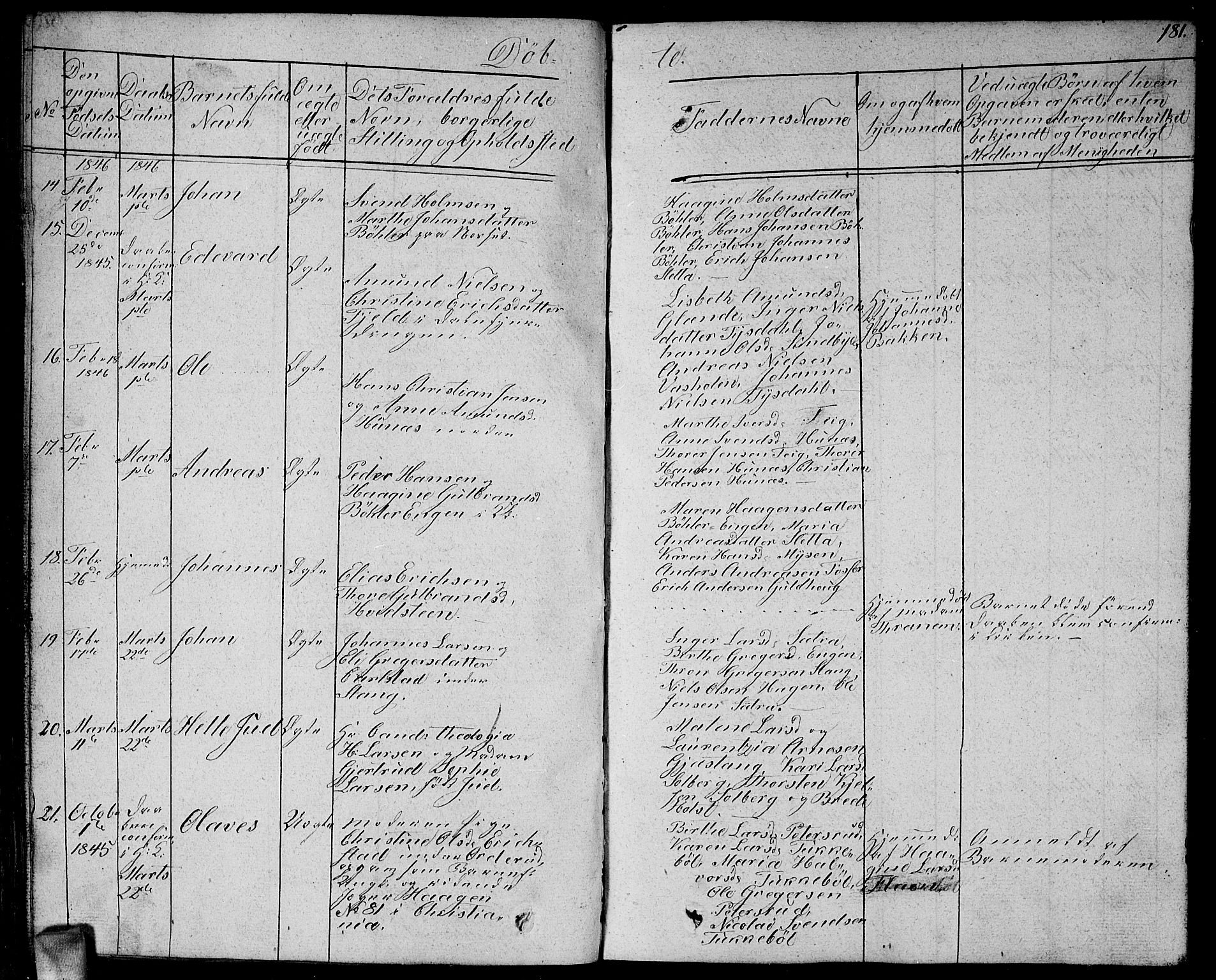 Enebakk prestekontor Kirkebøker, AV/SAO-A-10171c/G/Ga/L0003: Parish register (copy) no. I 3, 1833-1849, p. 181