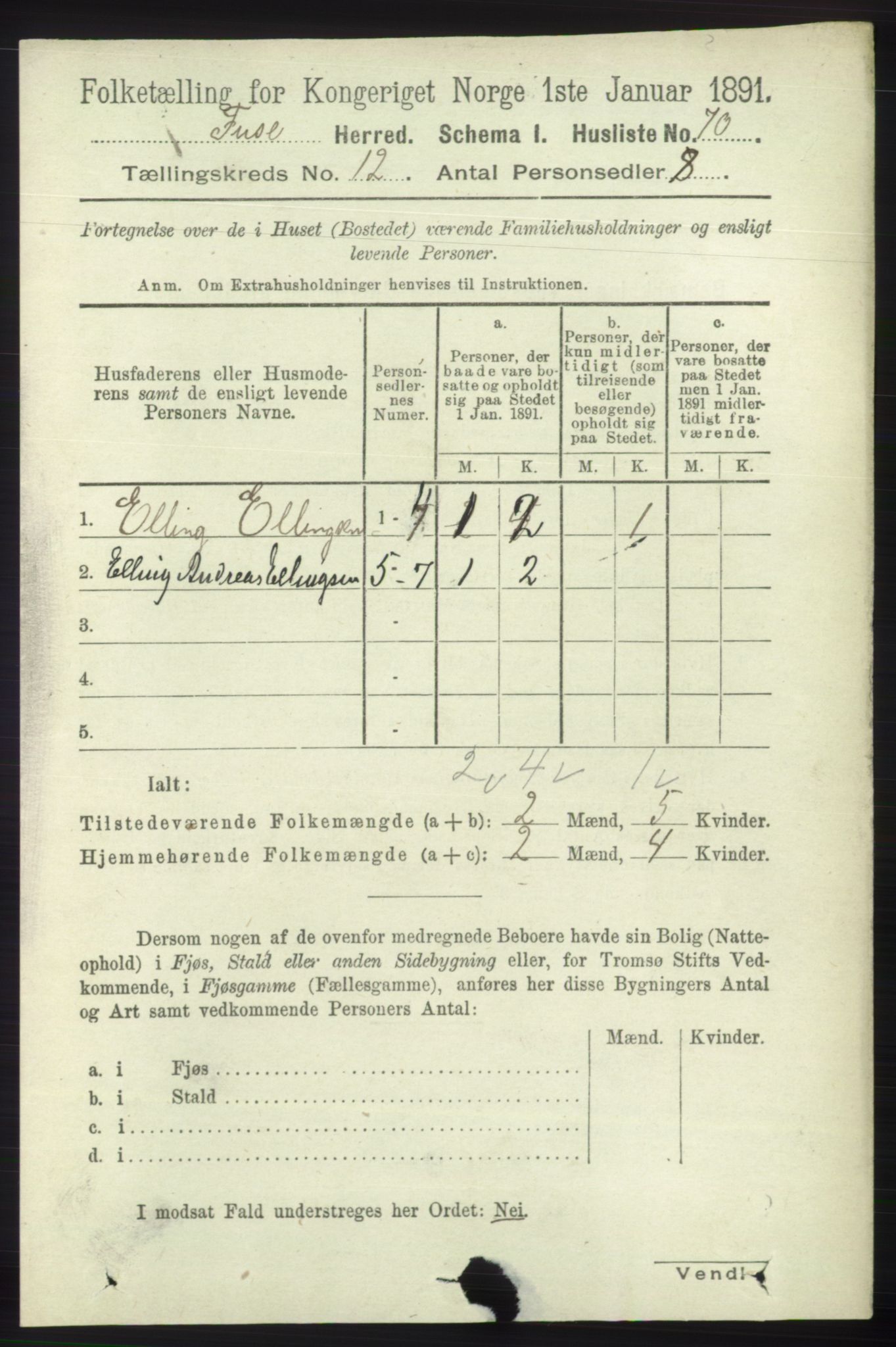 RA, 1891 census for 1241 Fusa, 1891, p. 2370