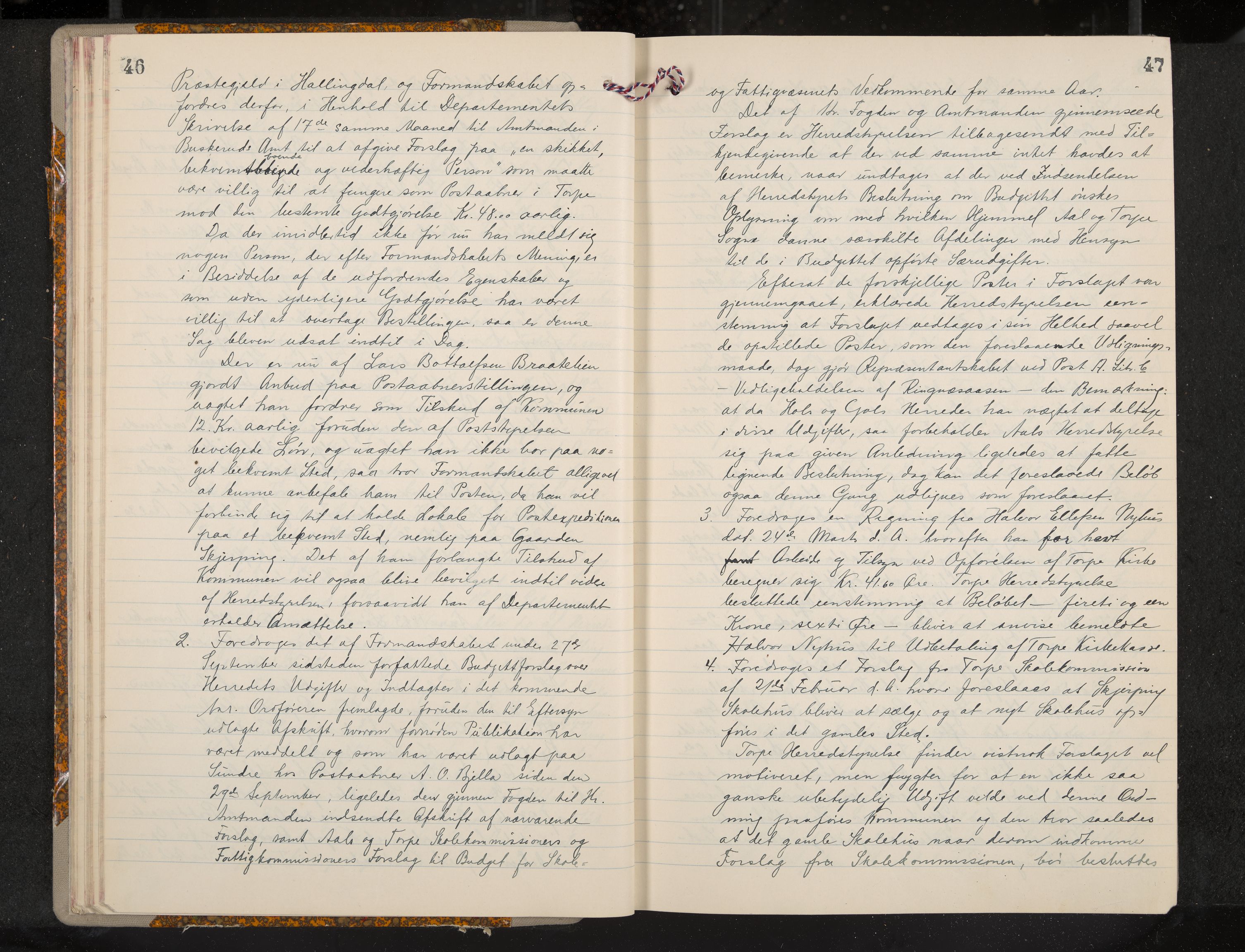 Ål formannskap og sentraladministrasjon, IKAK/0619021/A/Aa/L0004: Utskrift av møtebok, 1881-1901, p. 46-47