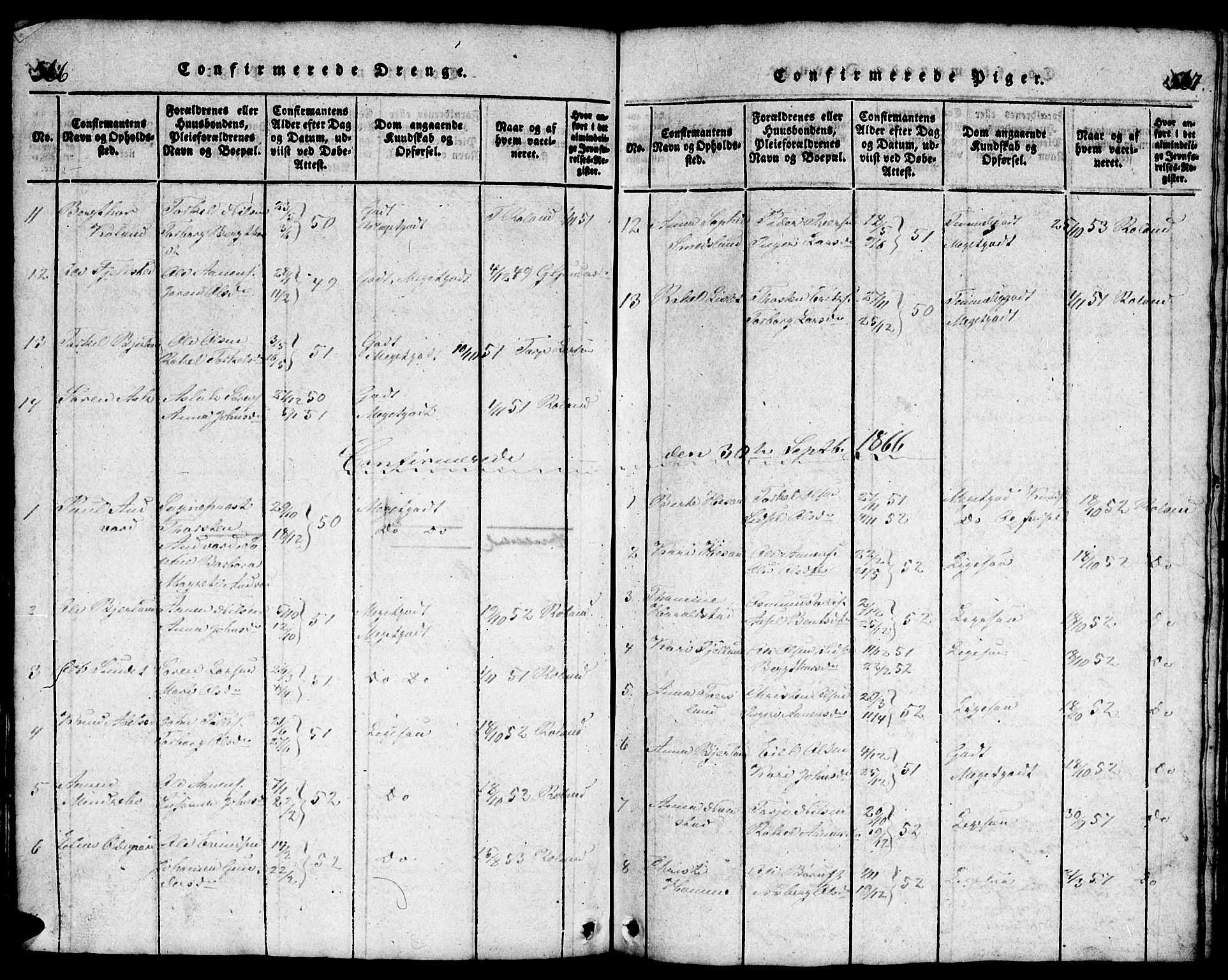 Bjelland sokneprestkontor, SAK/1111-0005/F/Fb/Fba/L0003: Parish register (copy) no. B 3, 1816-1870, p. 566-567