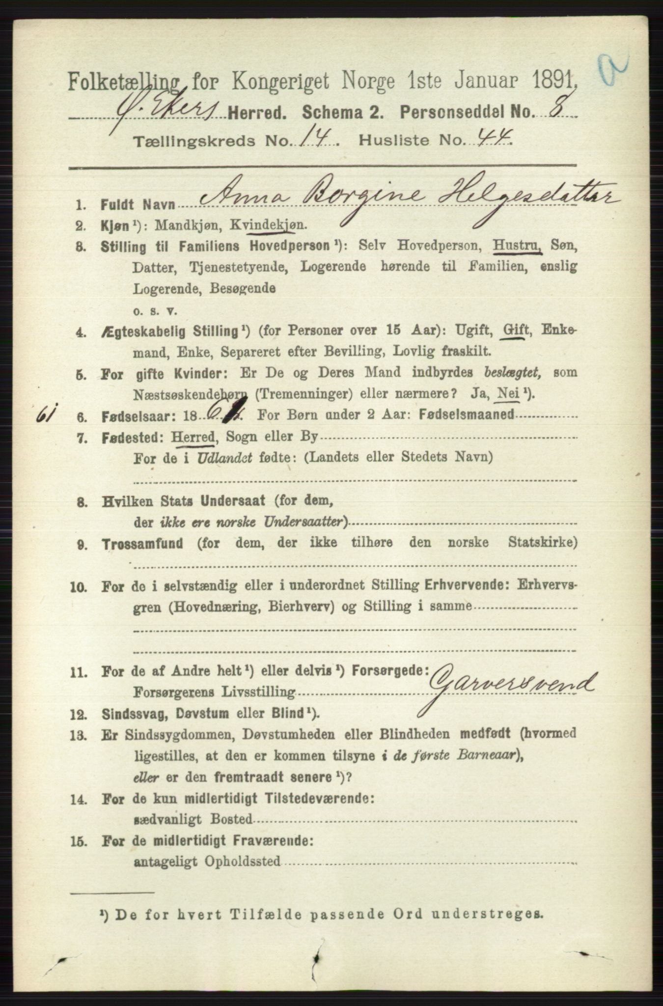 RA, 1891 census for 0624 Øvre Eiker, 1891, p. 6722