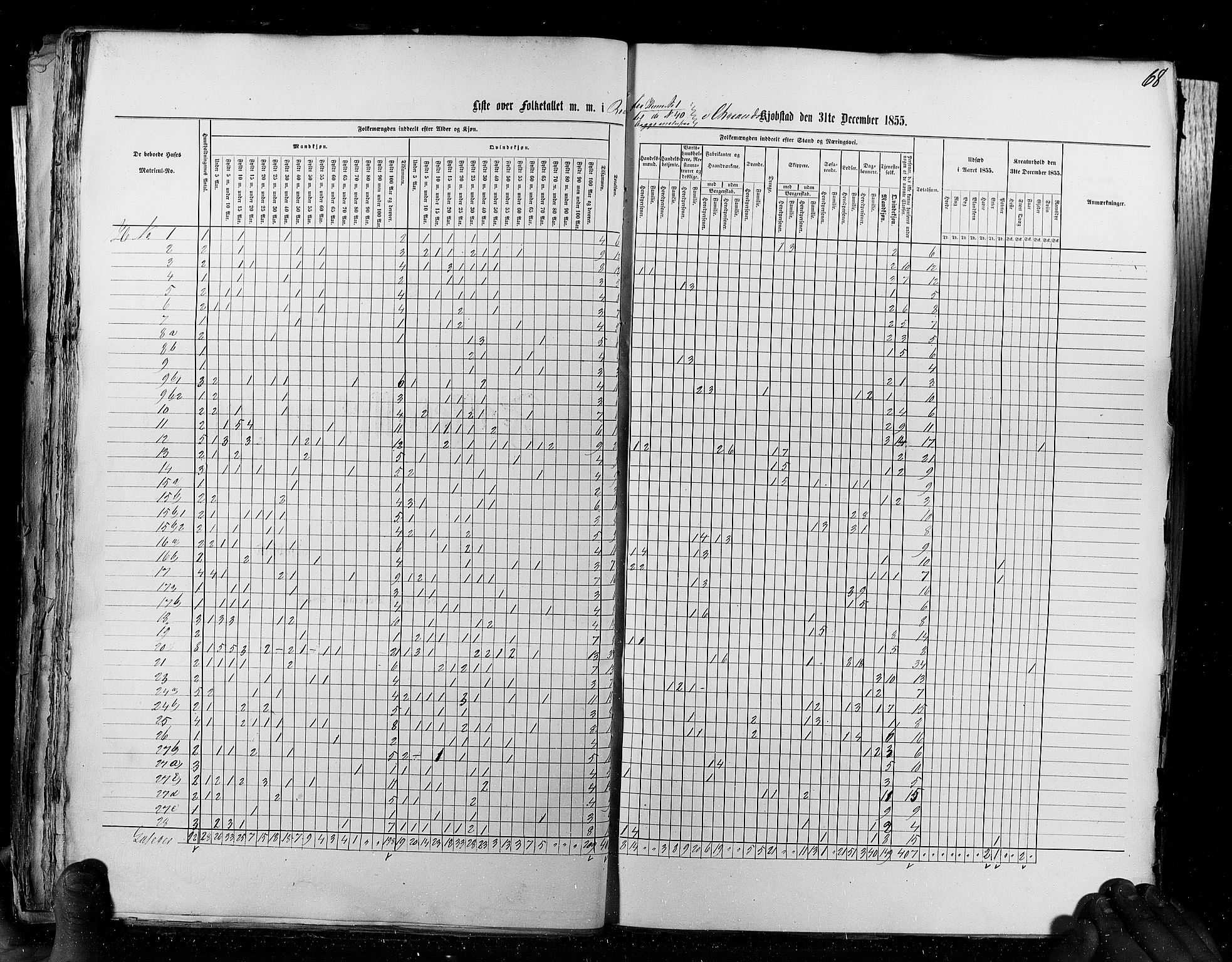 RA, Census 1855, vol. 8: Risør-Vadsø, 1855, p. 68