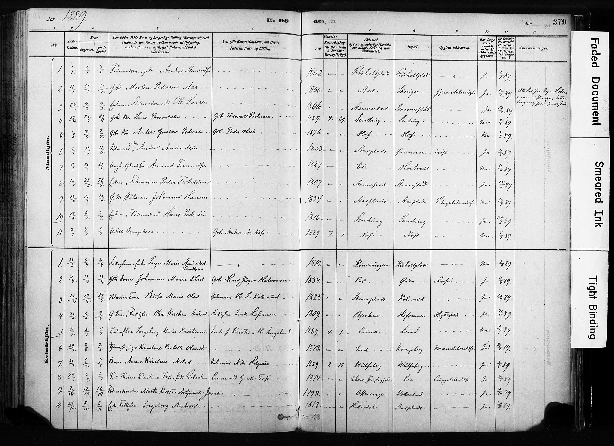 Sandsvær kirkebøker, AV/SAKO-A-244/F/Fb/L0001: Parish register (official) no. II 1, 1878-1906, p. 379