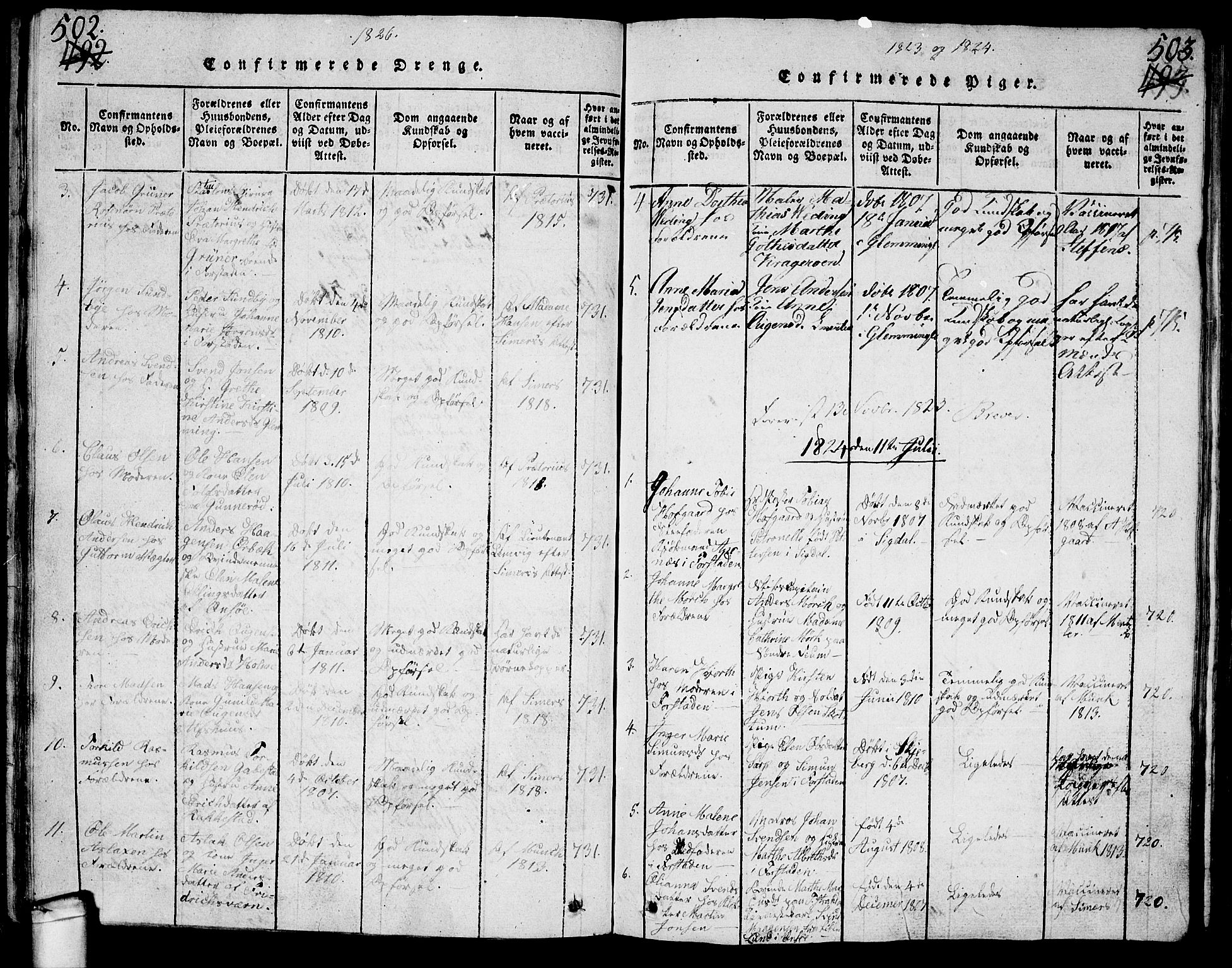 Glemmen prestekontor Kirkebøker, SAO/A-10908/G/Ga/L0001: Parish register (copy) no. 1, 1816-1838, p. 502-503