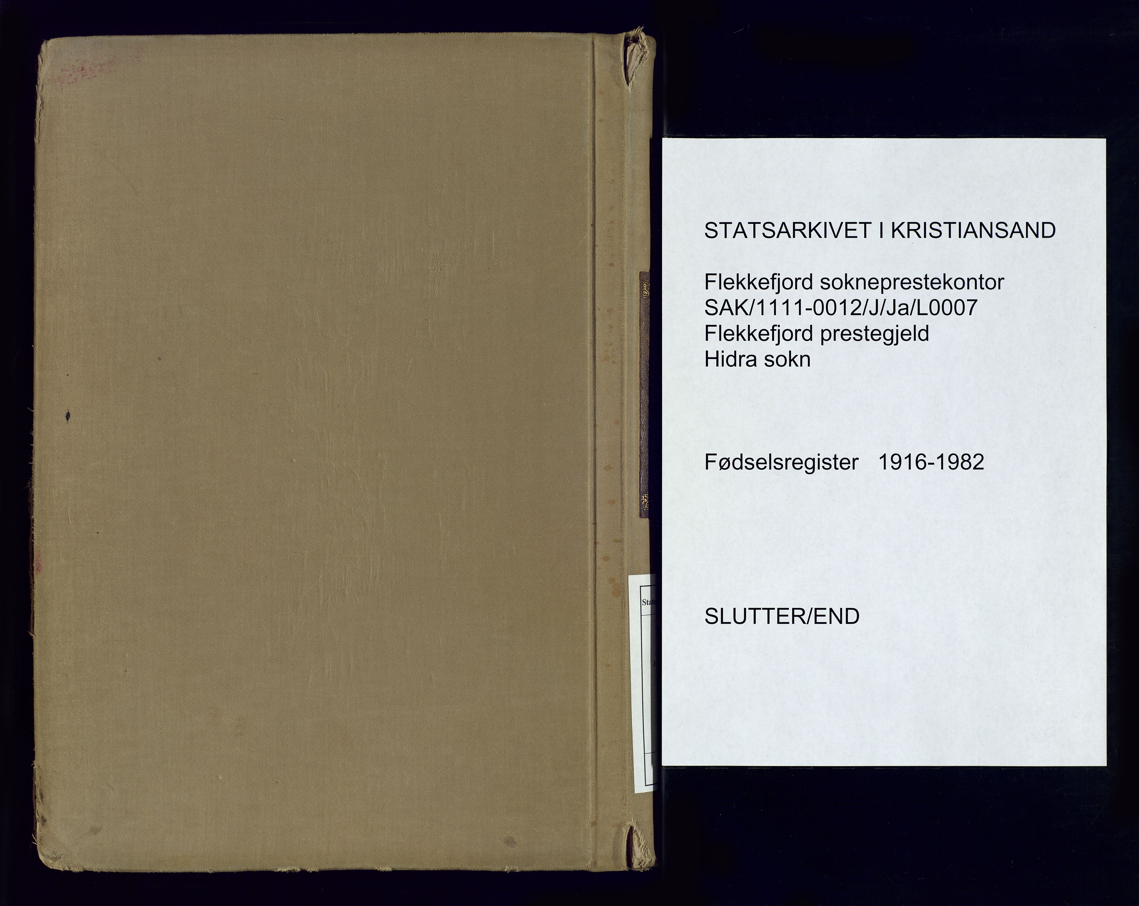 Flekkefjord sokneprestkontor, AV/SAK-1111-0012/J/Ja/L0007: Birth register no. 7, 1916-1982