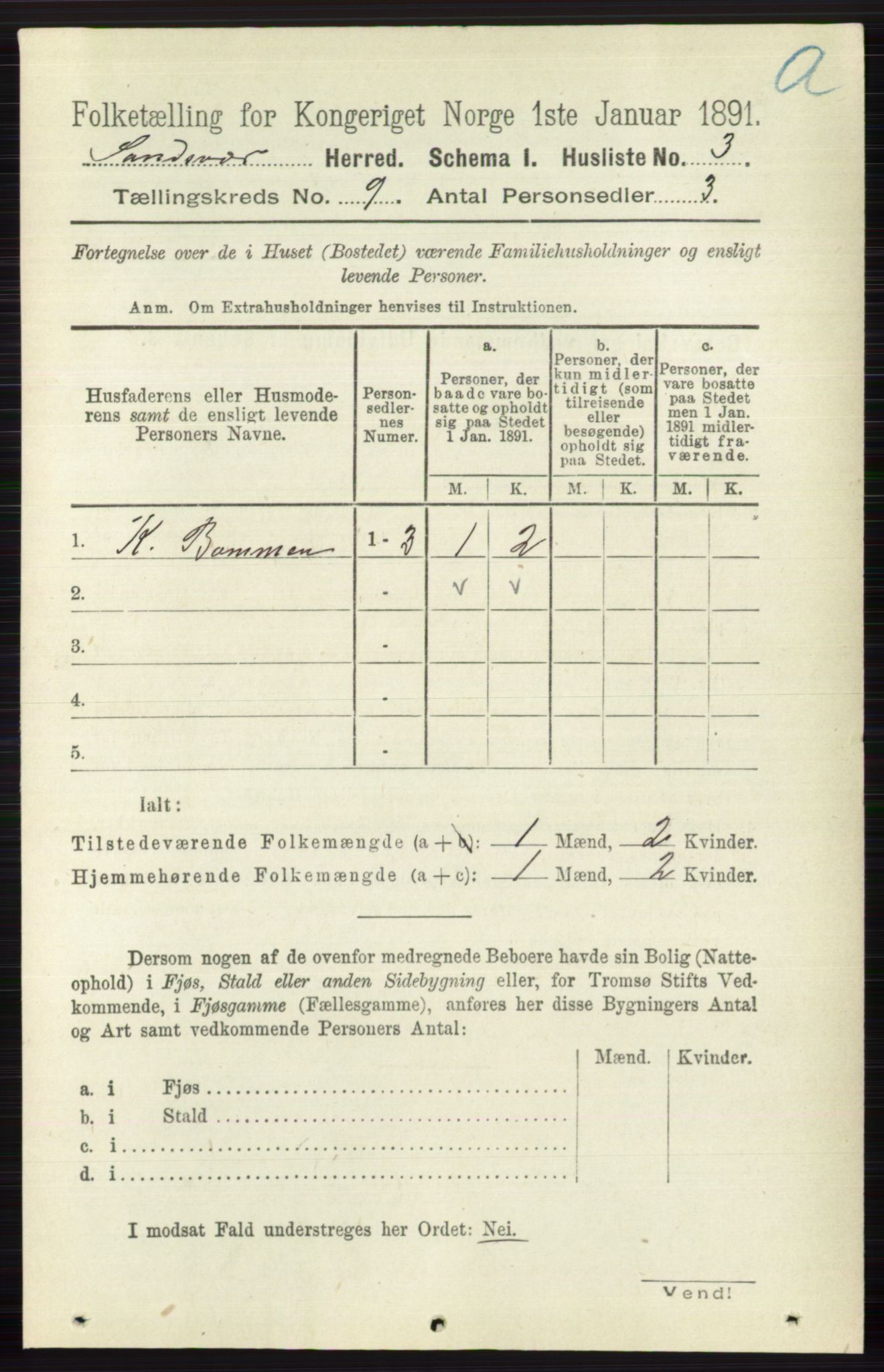 RA, 1891 census for 0629 Sandsvær, 1891, p. 4365